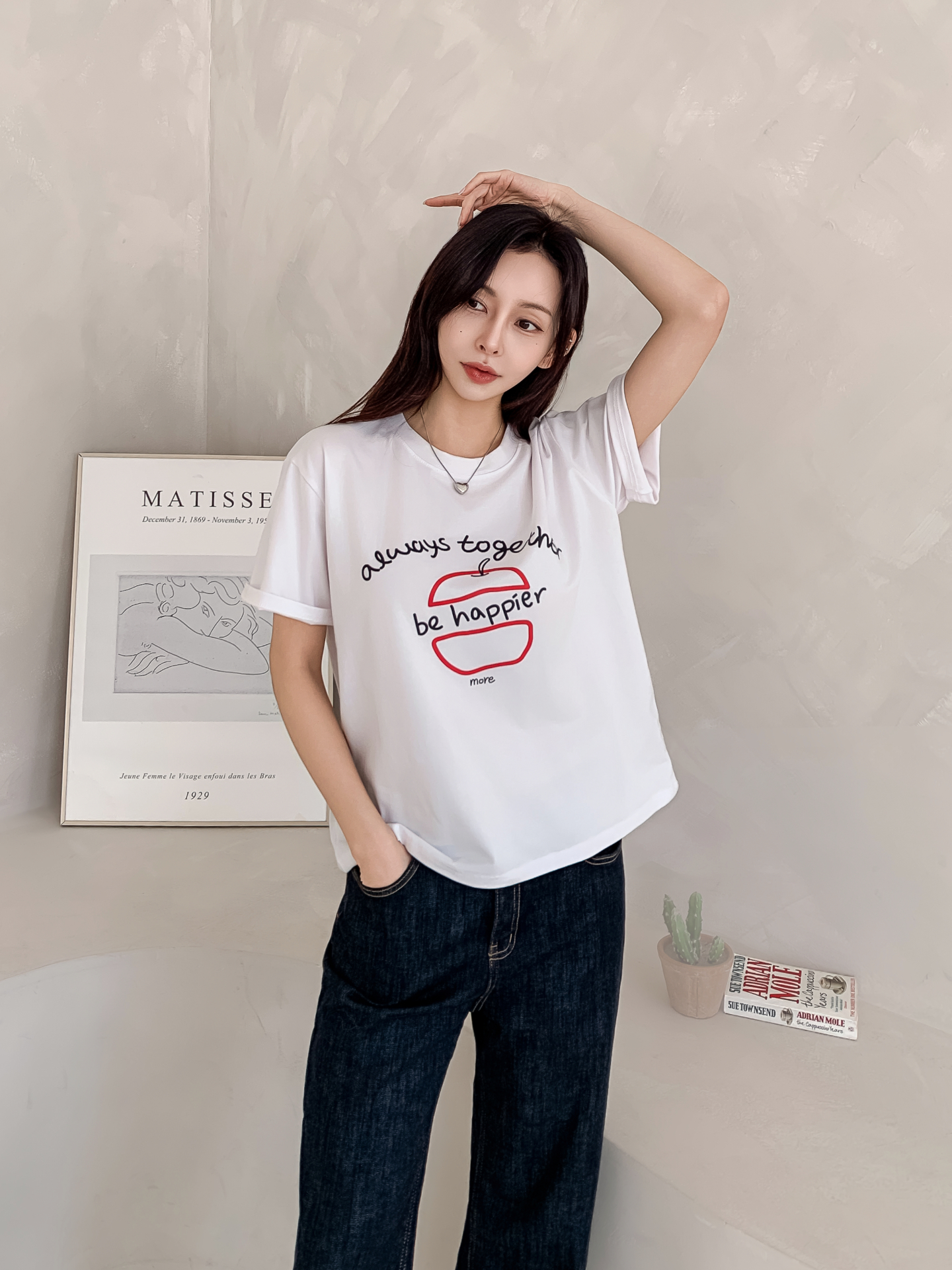 ラウンドネックルーズ半袖プリントカラーTシャツ | 詳細画像35