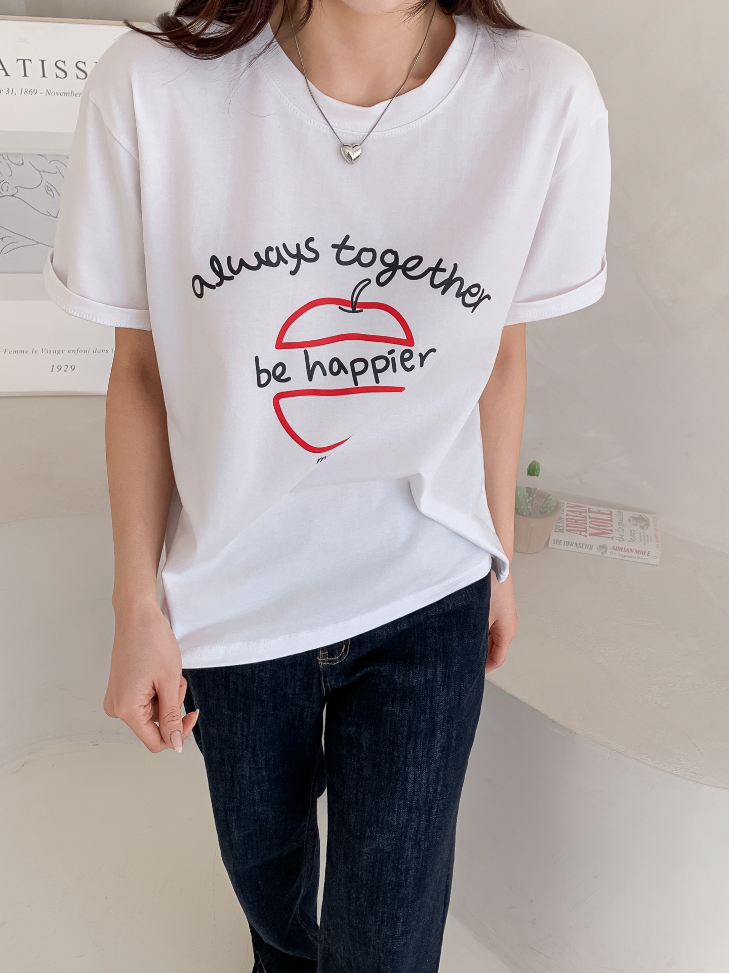 ラウンドネックルーズ半袖プリントカラーTシャツ | 詳細画像36