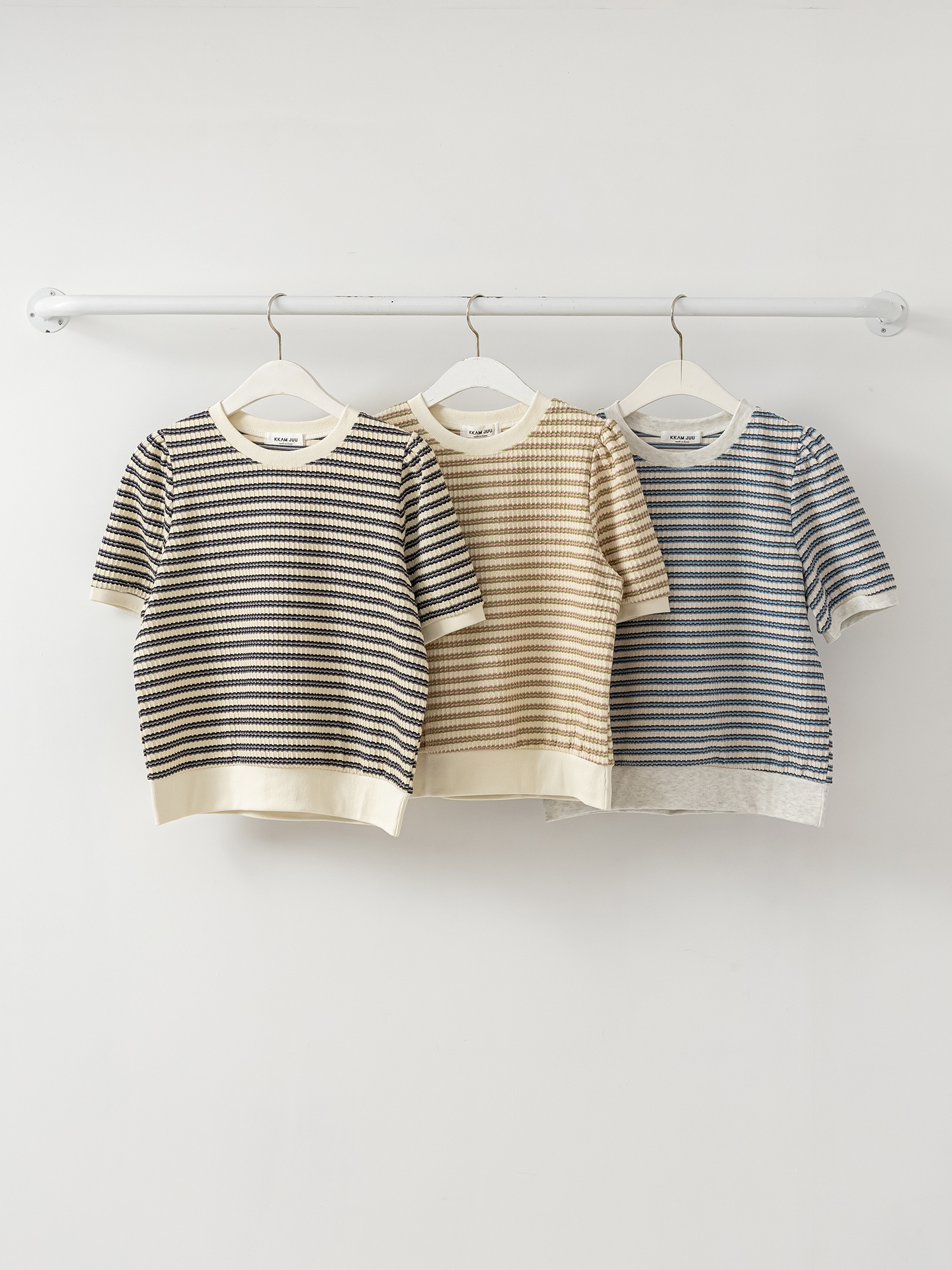 ラウンドネック半袖ボーダーカラーニット | 詳細画像2