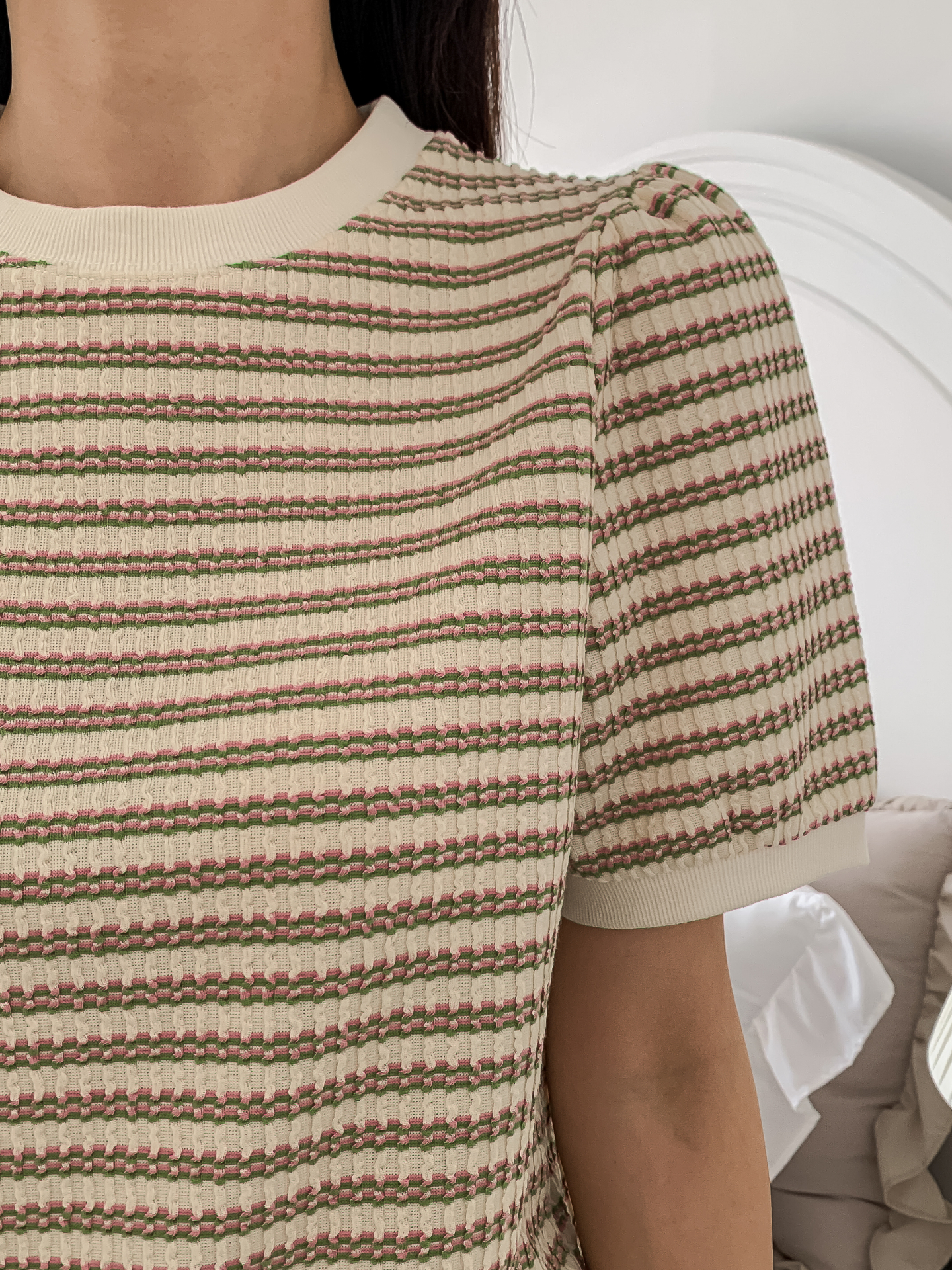 ラウンドネック半袖ボーダーカラーニット | 詳細画像12