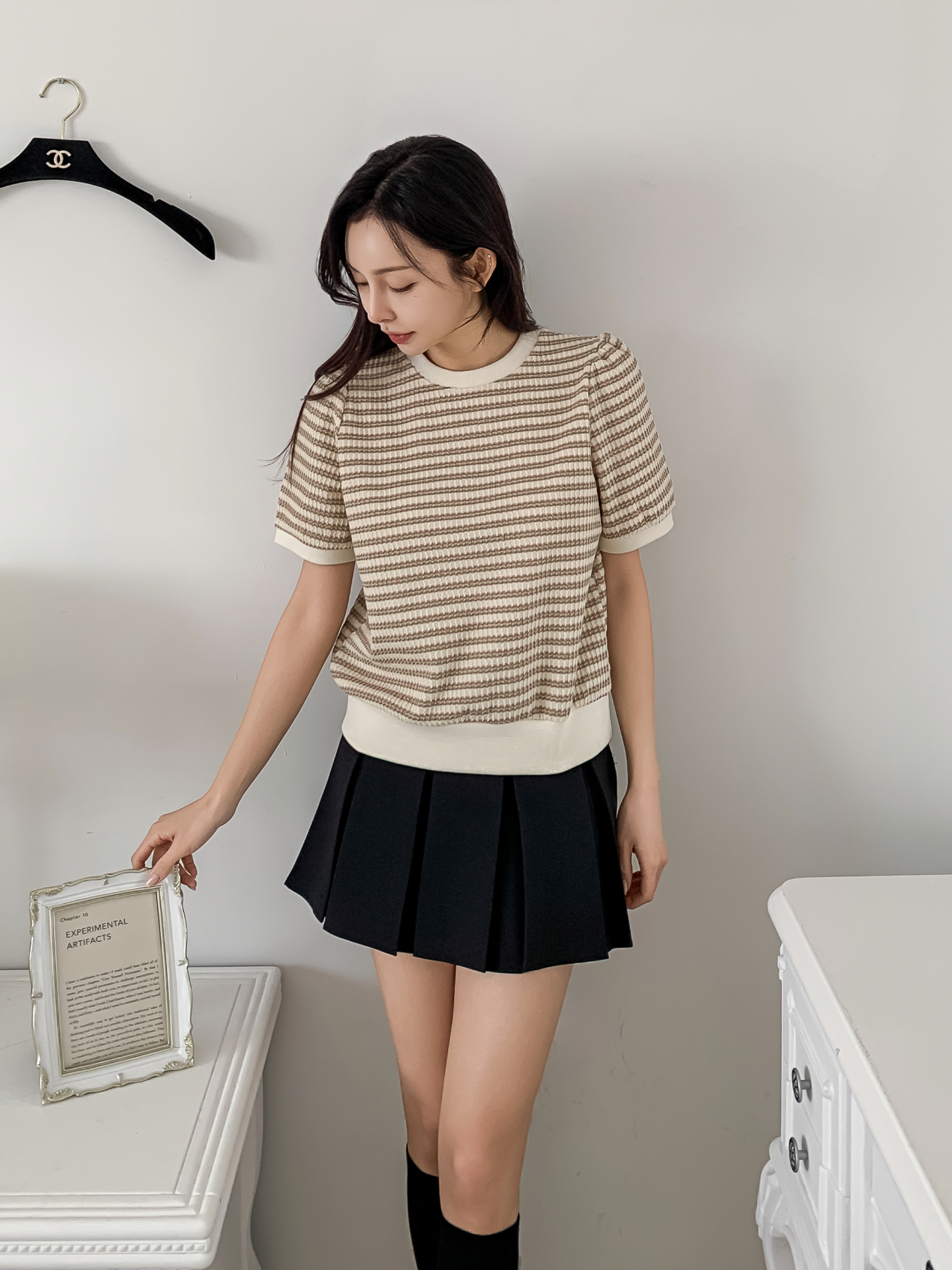 ラウンドネック半袖ボーダーカラーニット | 詳細画像14