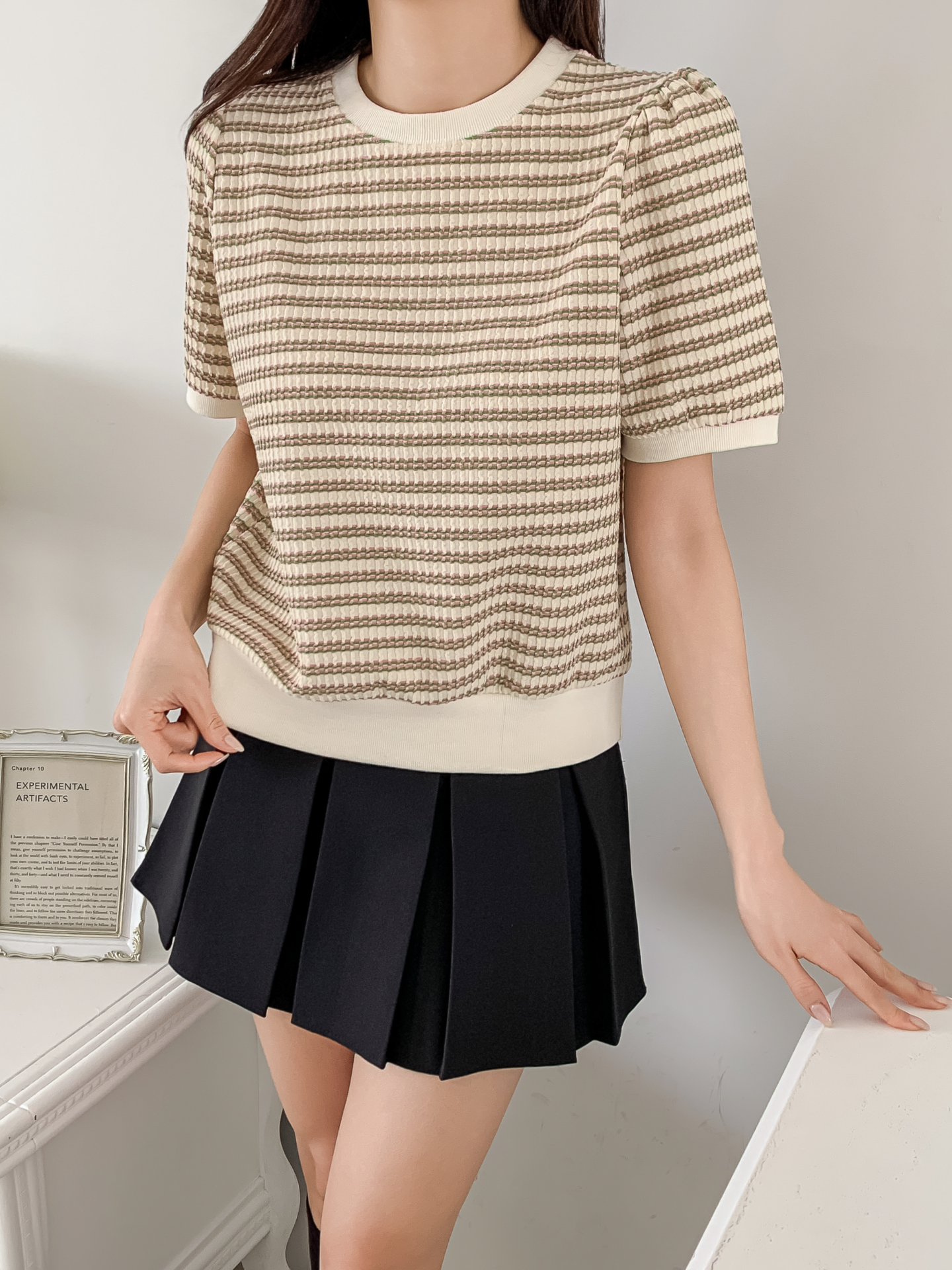 ラウンドネック半袖ボーダーカラーニット | 詳細画像17