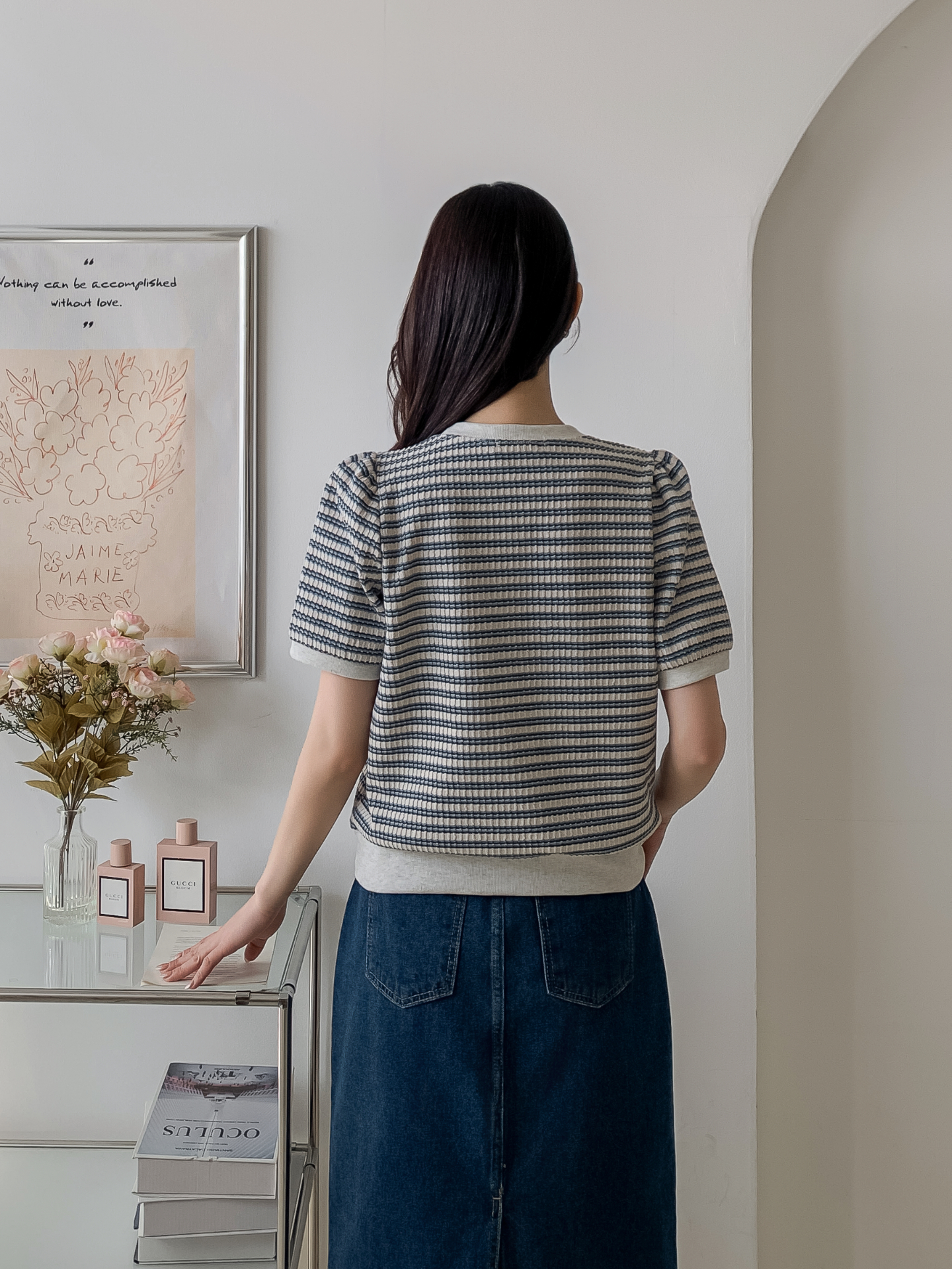 ラウンドネック半袖ボーダーカラーニット | 詳細画像26