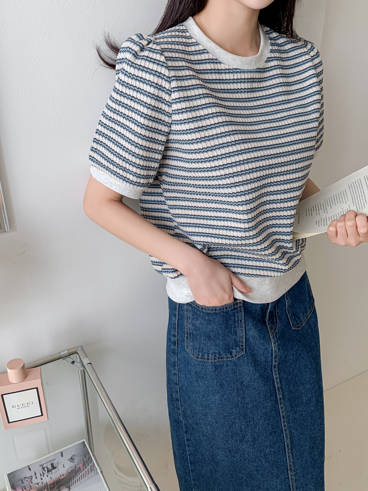 ラウンドネック半袖ボーダーカラーニット | 詳細画像31