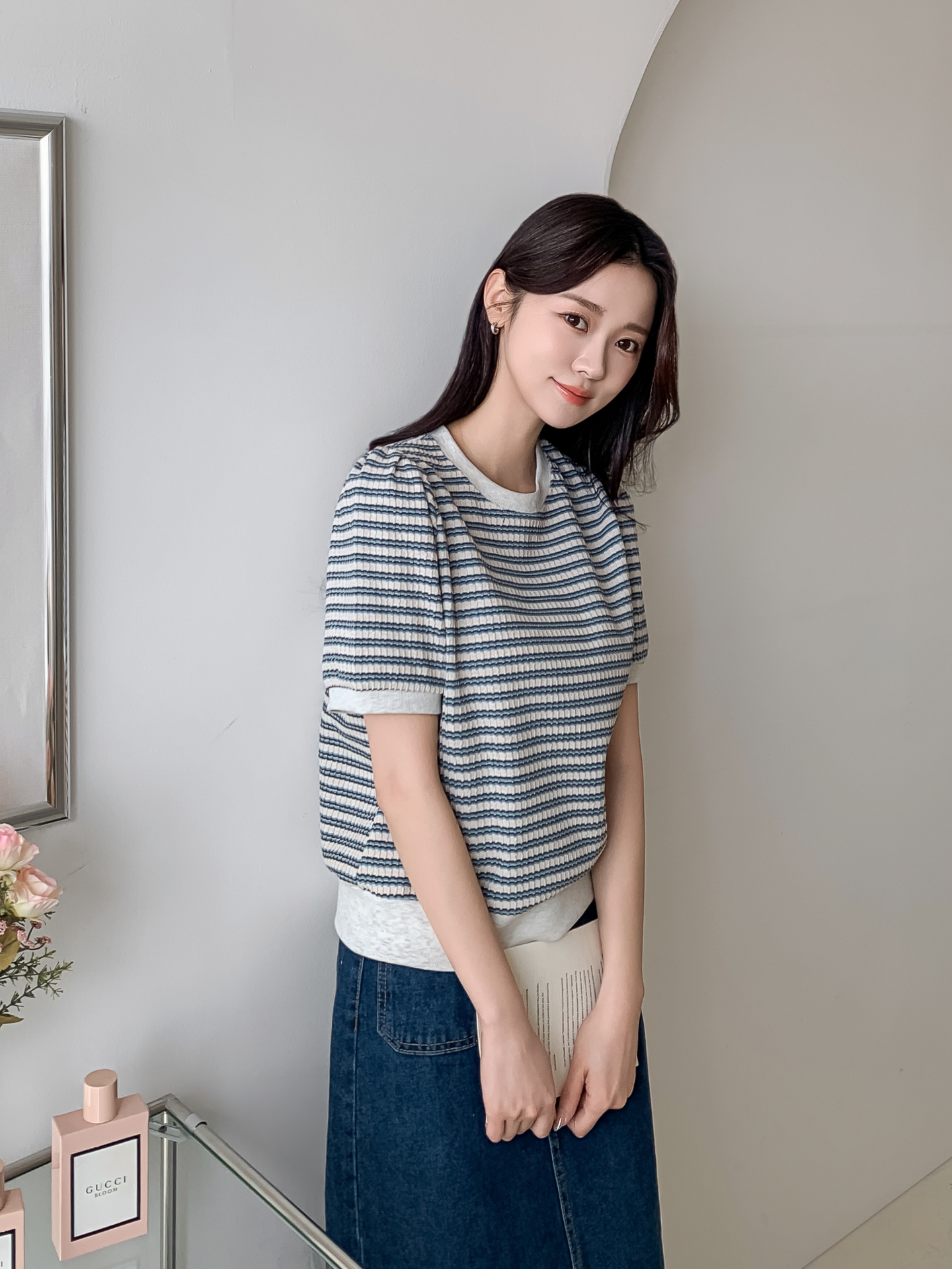 ラウンドネック半袖ボーダーカラーニット | 詳細画像32