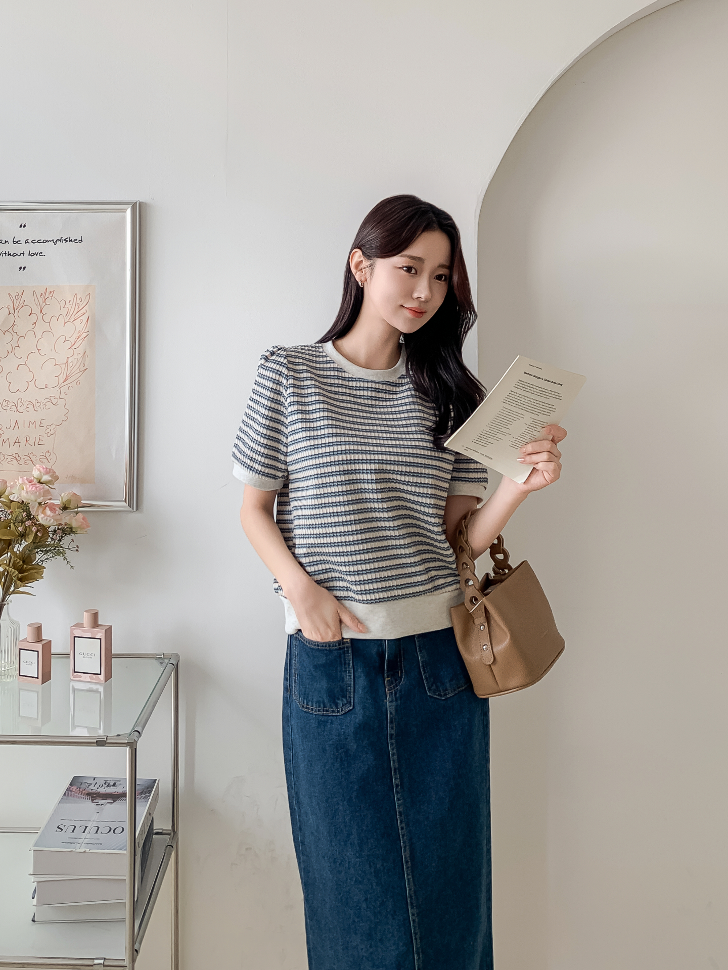 ラウンドネック半袖ボーダーカラーニット | 詳細画像33