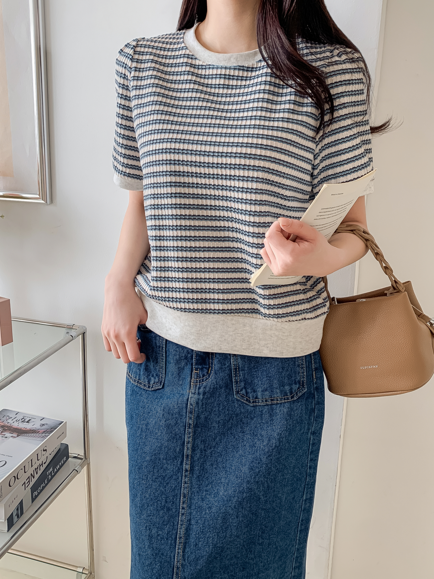 ラウンドネック半袖ボーダーカラーニット | 詳細画像34