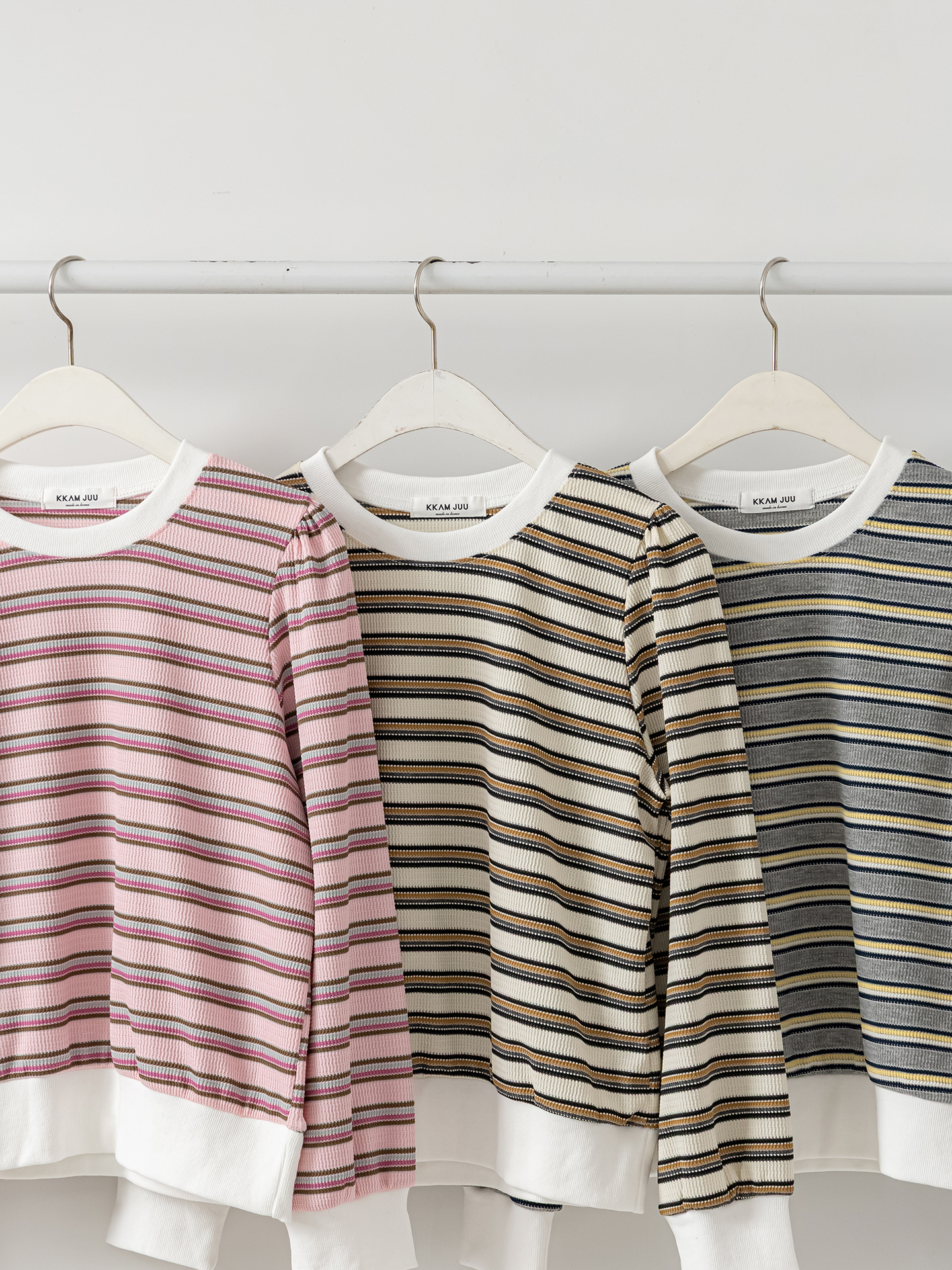 ラウンドネック長袖ボーダーカラーニット | 詳細画像3