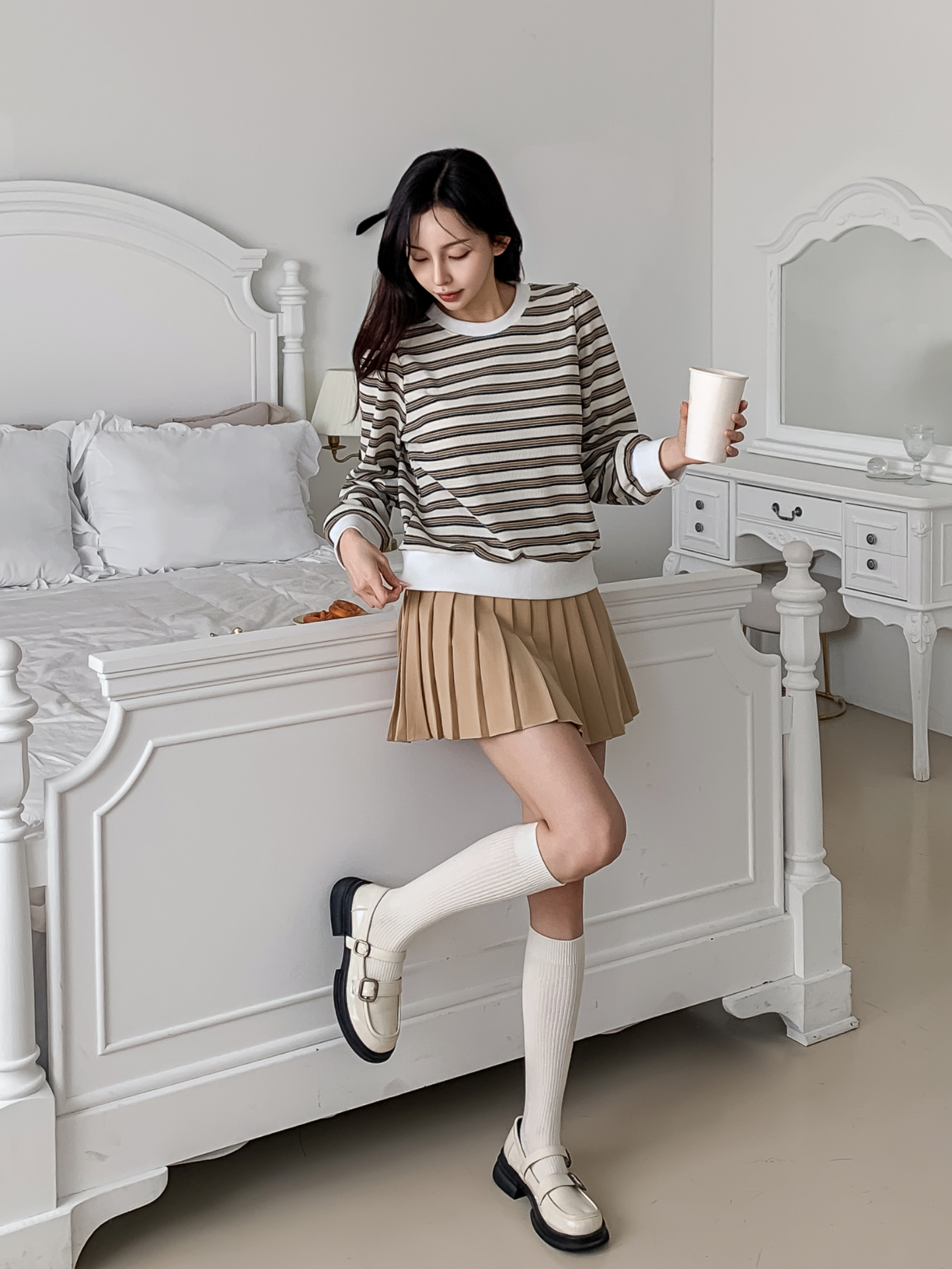 ラウンドネック長袖ボーダーカラーニット | 詳細画像7