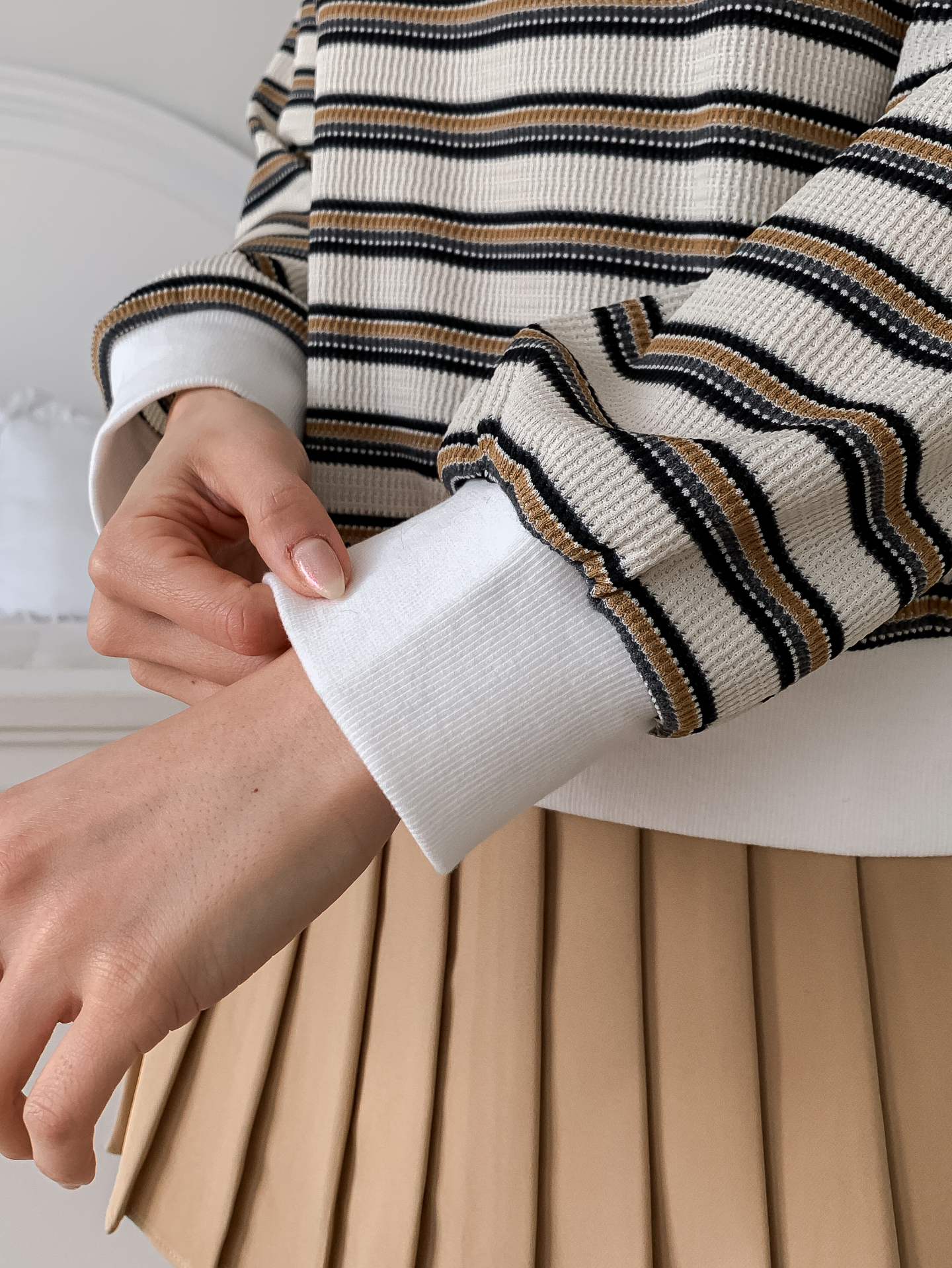 ラウンドネック長袖ボーダーカラーニット | 詳細画像25