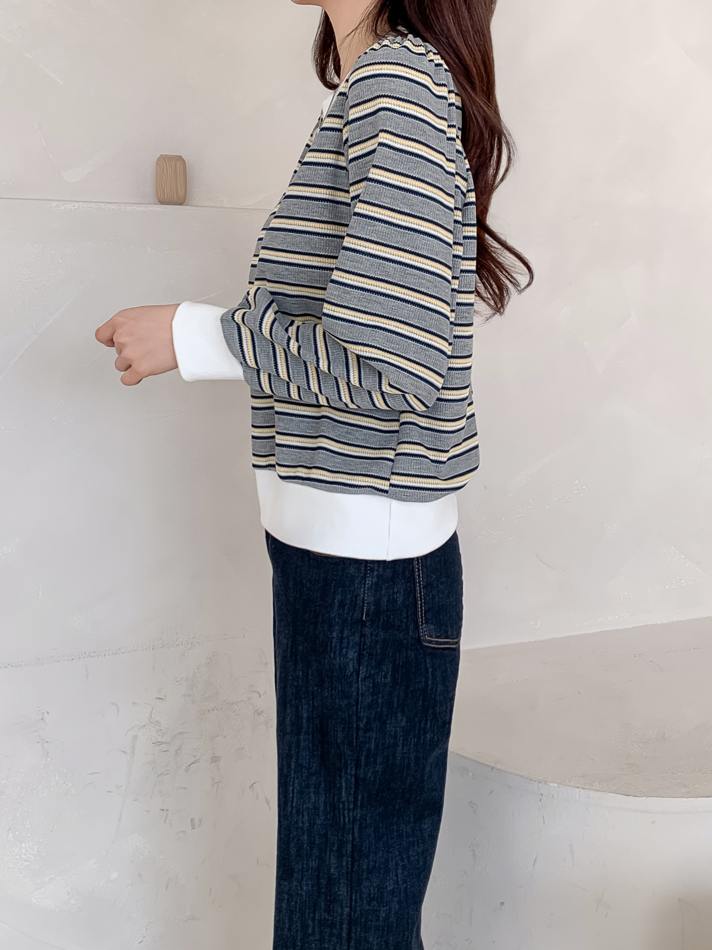 ラウンドネック長袖ボーダーカラーニット | 詳細画像29