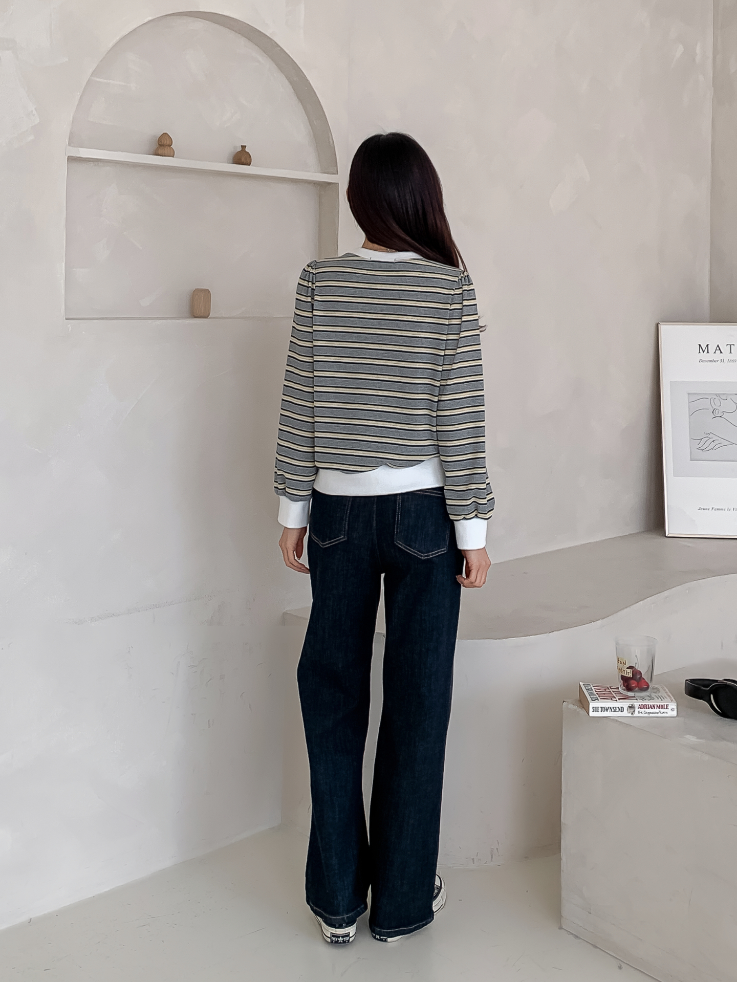 ラウンドネック長袖ボーダーカラーニット | 詳細画像30