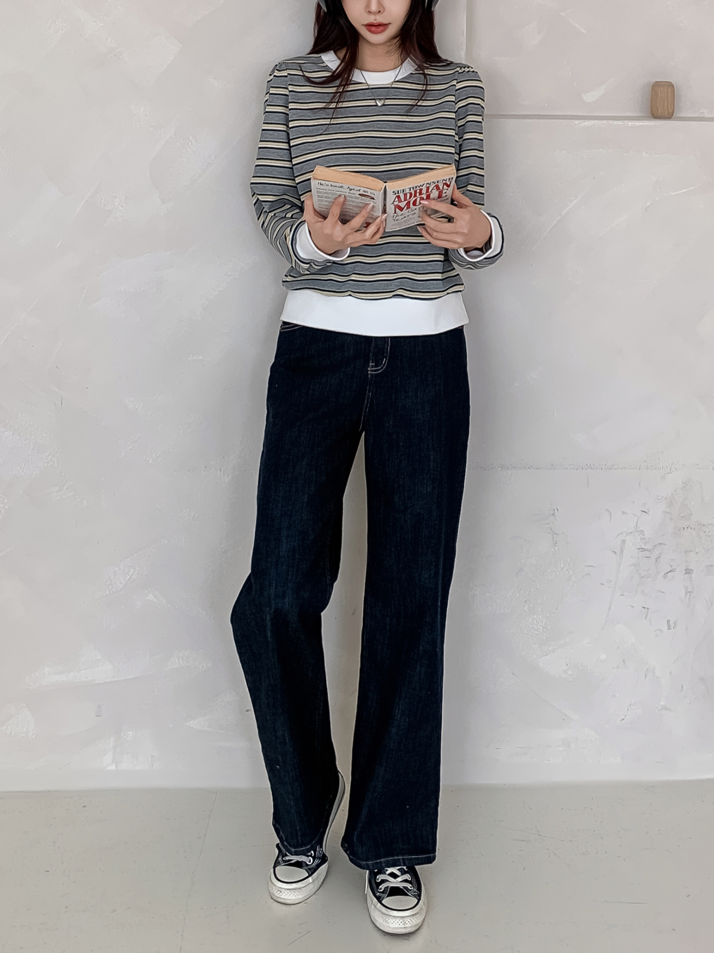 ラウンドネック長袖ボーダーカラーニット | 詳細画像13