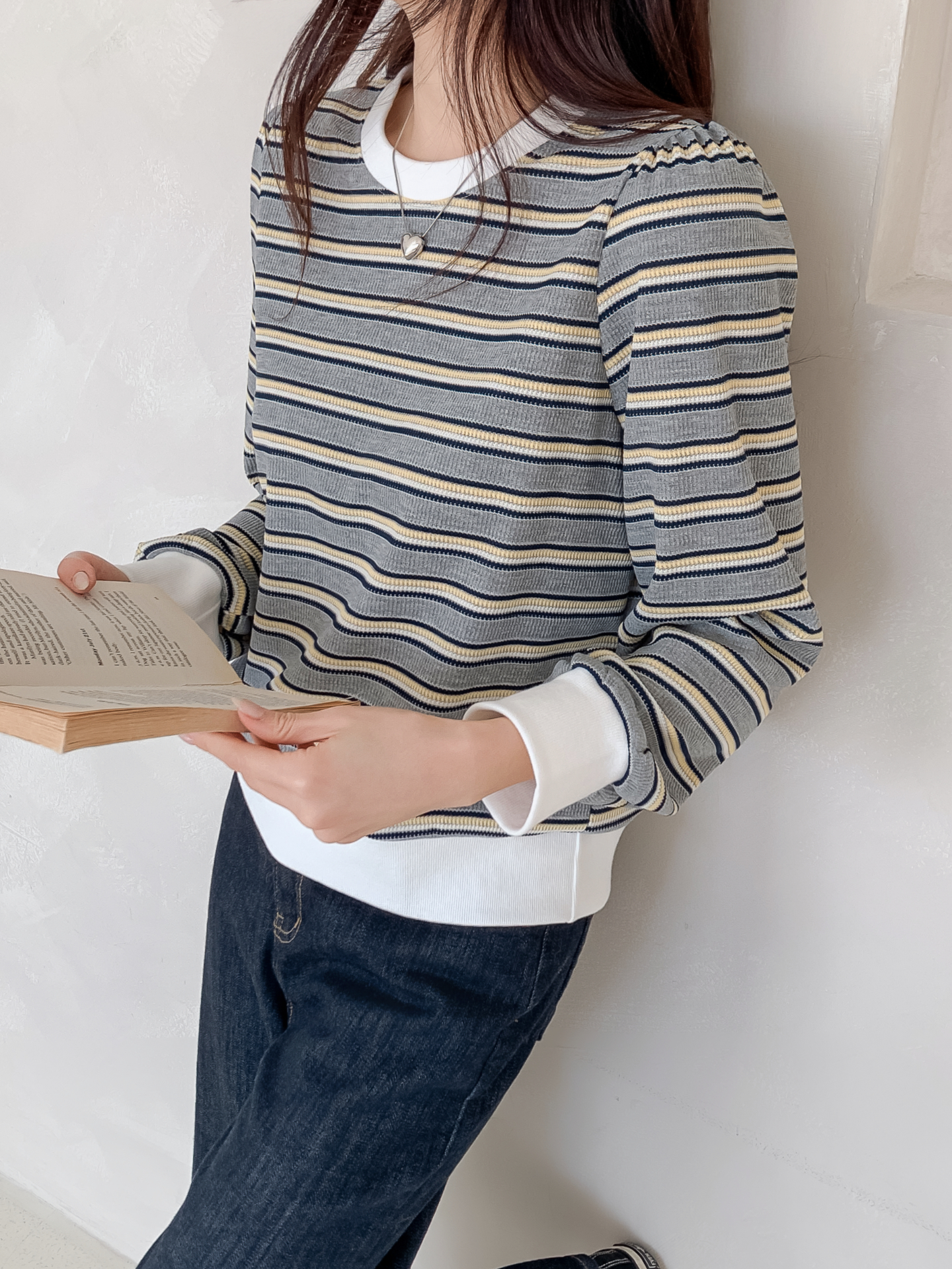 ラウンドネック長袖ボーダーカラーニット | 詳細画像31