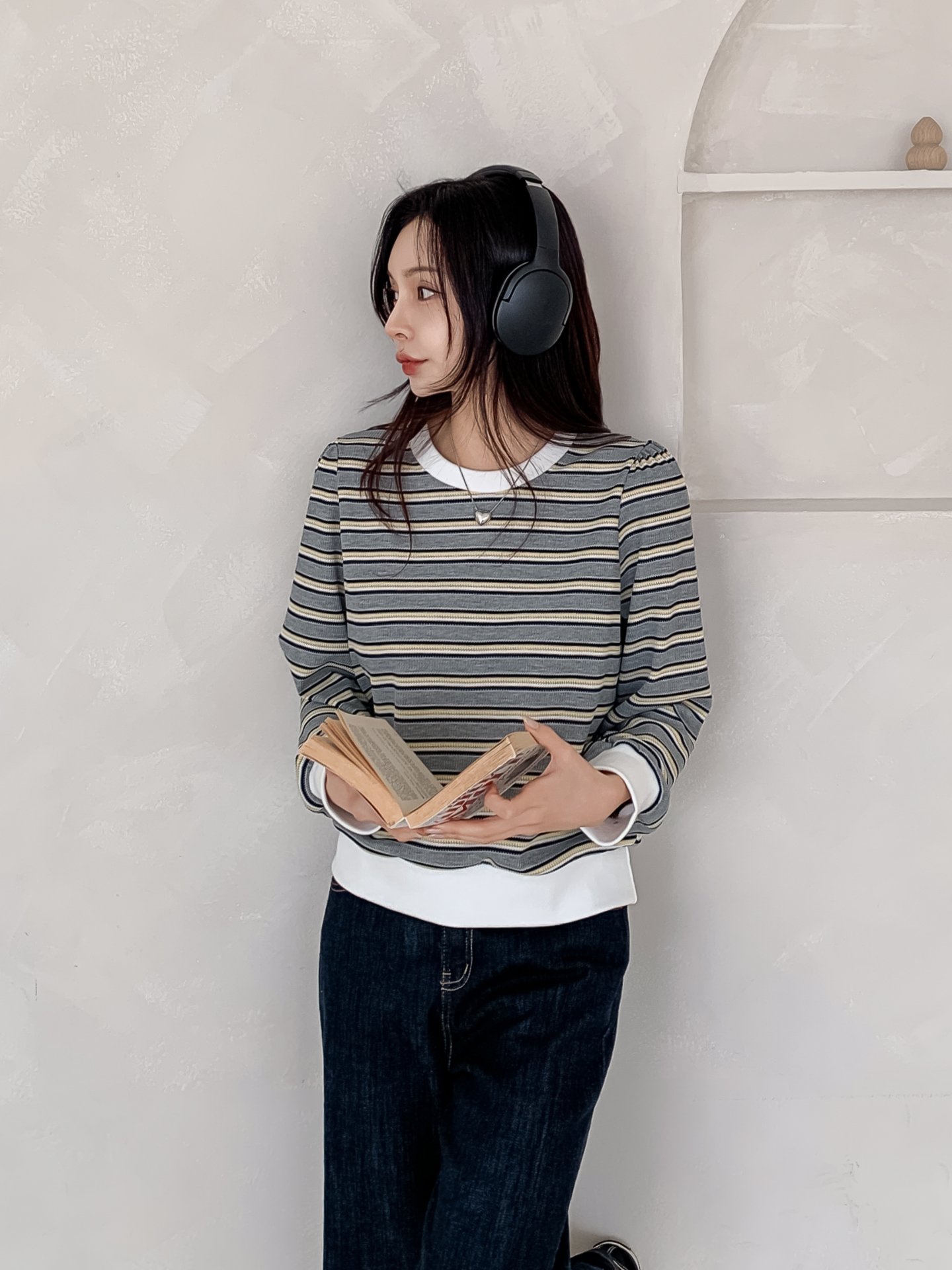 ラウンドネック長袖ボーダーカラーニット | 詳細画像15