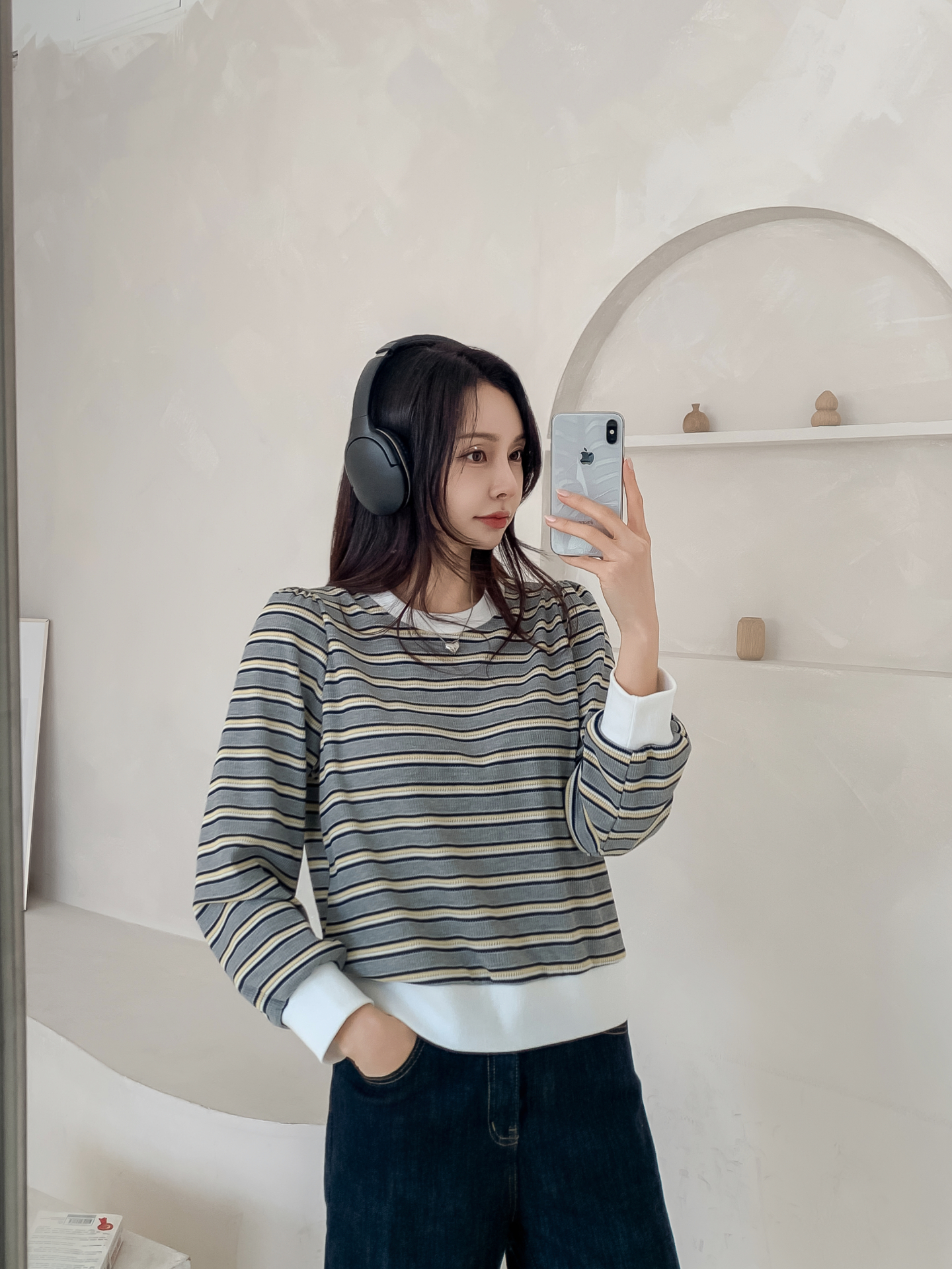 ラウンドネック長袖ボーダーカラーニット | 詳細画像33