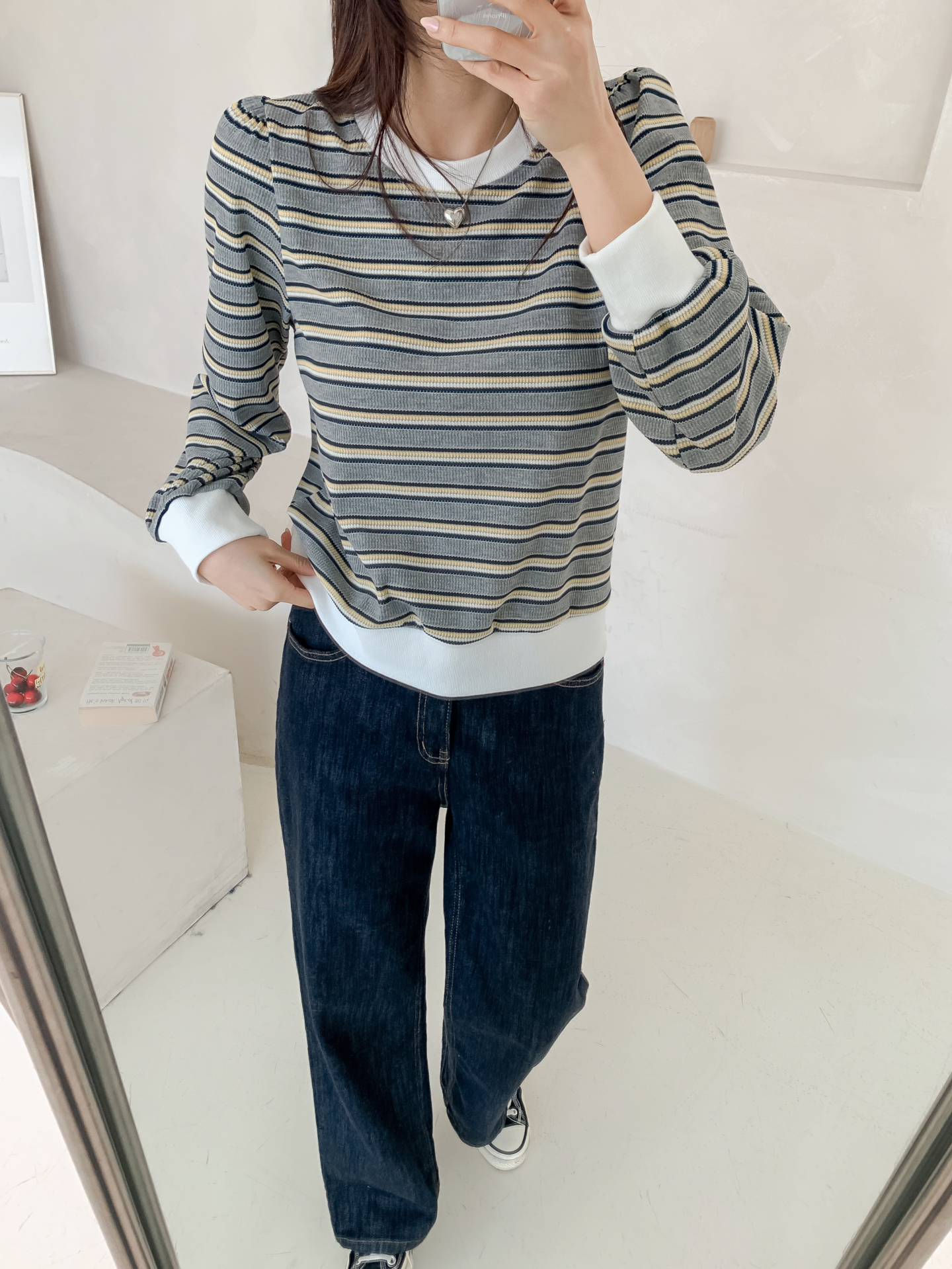 ラウンドネック長袖ボーダーカラーニット | 詳細画像34