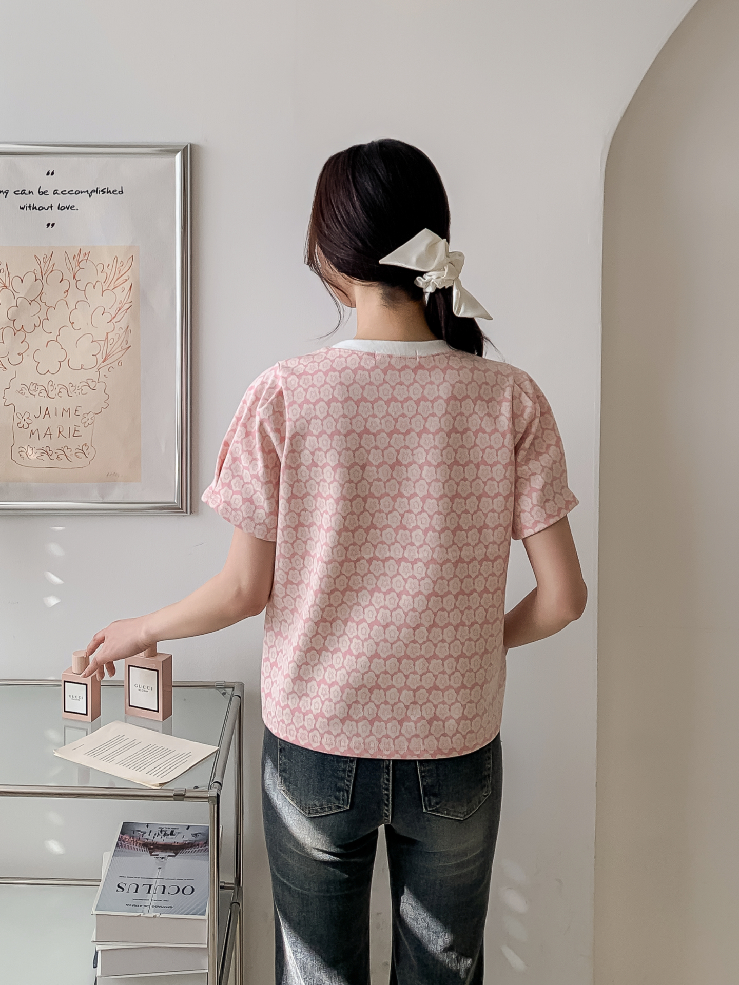 ラウンドネック半袖花柄カラーTシャツ | 詳細画像21