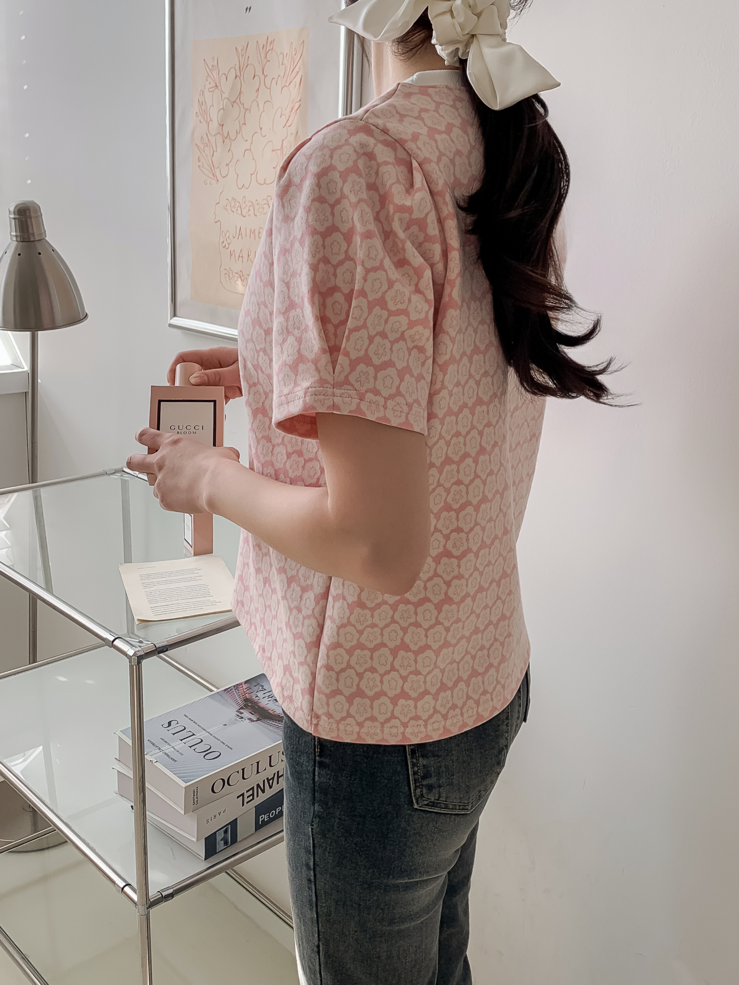 ラウンドネック半袖花柄カラーTシャツ | 詳細画像29