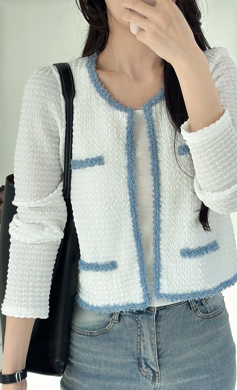 配色ラウンドネックオープンタイプカーディガン | 詳細画像7