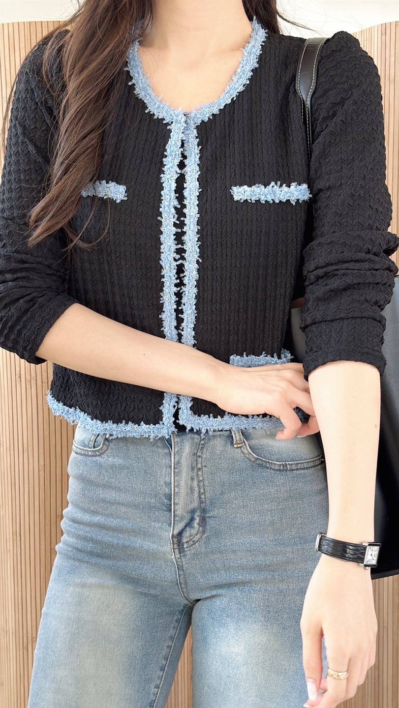 配色ラウンドネックオープンタイプカーディガン | 詳細画像8