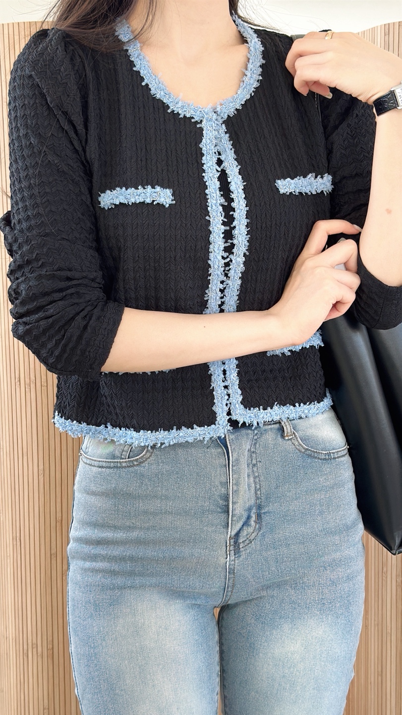 配色ラウンドネックオープンタイプカーディガン | 詳細画像9