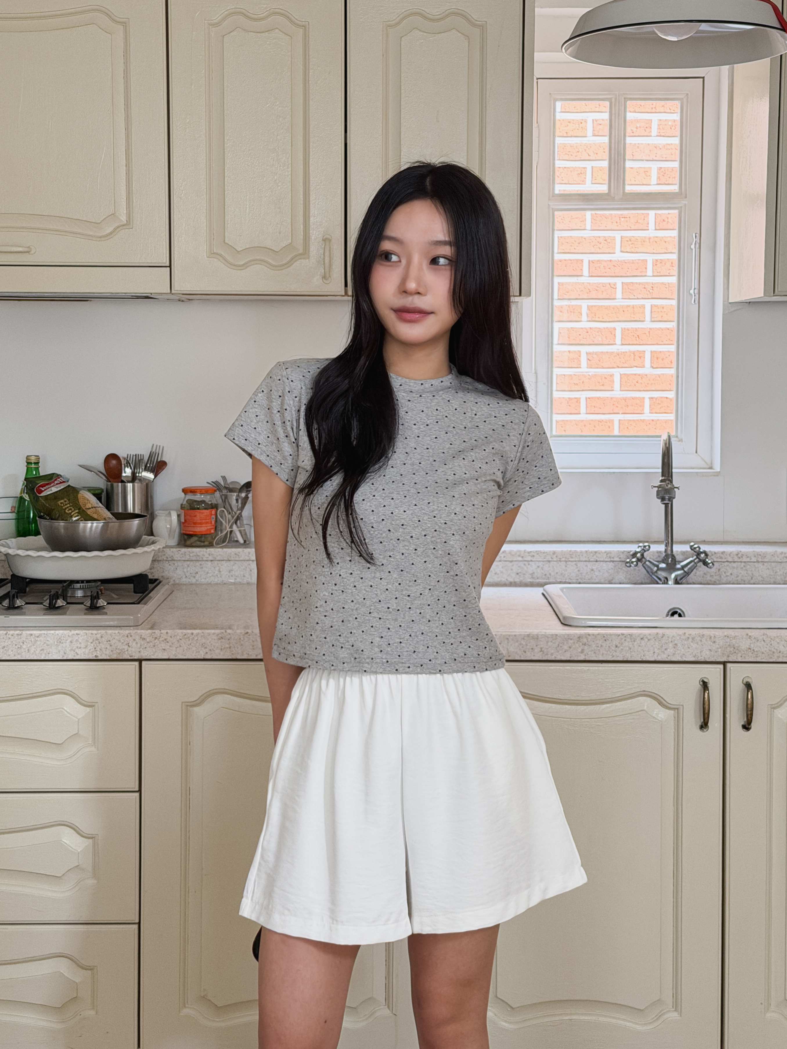 シャーリングポケットウエストゴムショート無地ショートパンツ | 詳細画像2