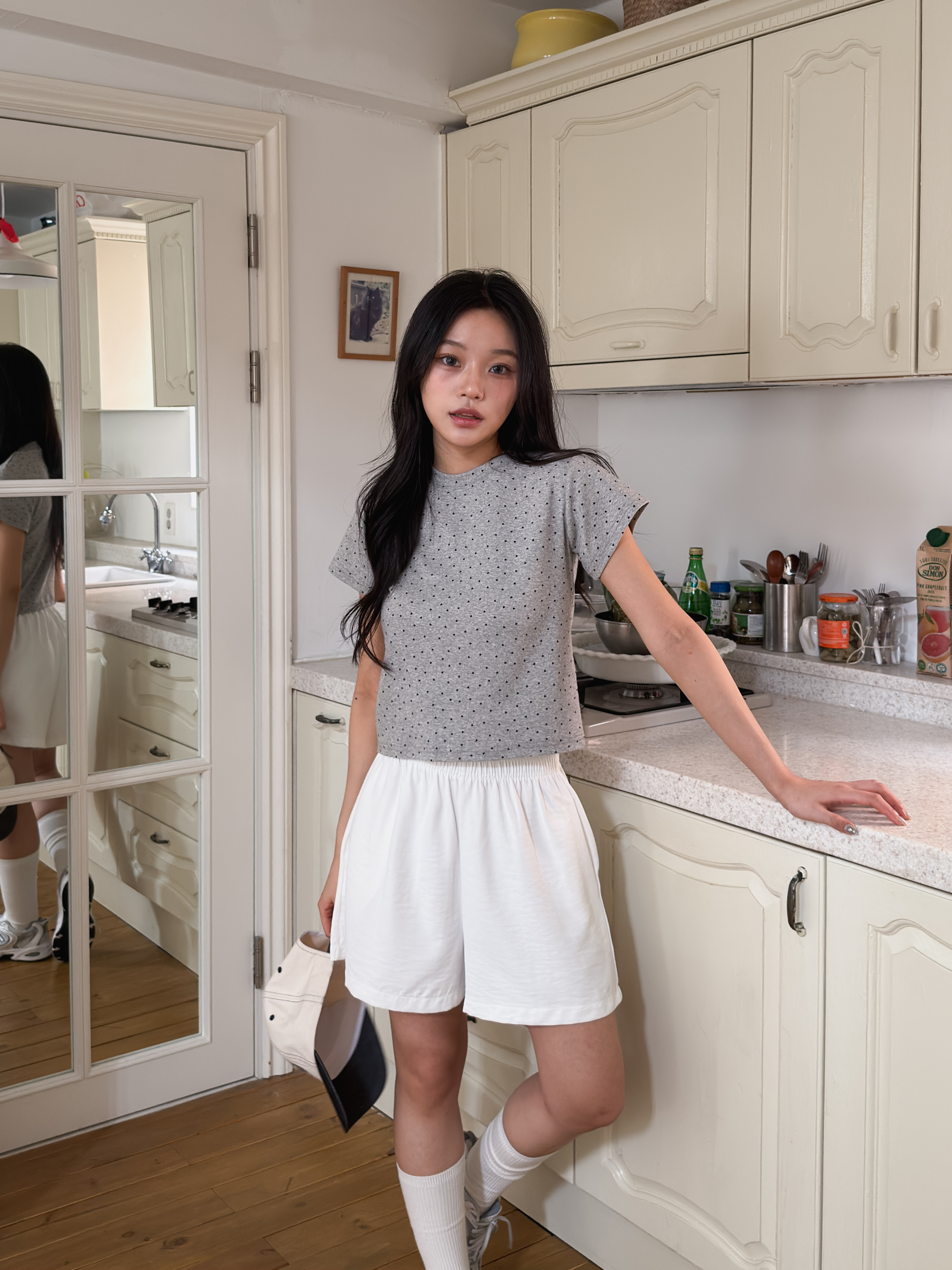 シャーリングポケットウエストゴムショート無地ショートパンツ | 詳細画像9