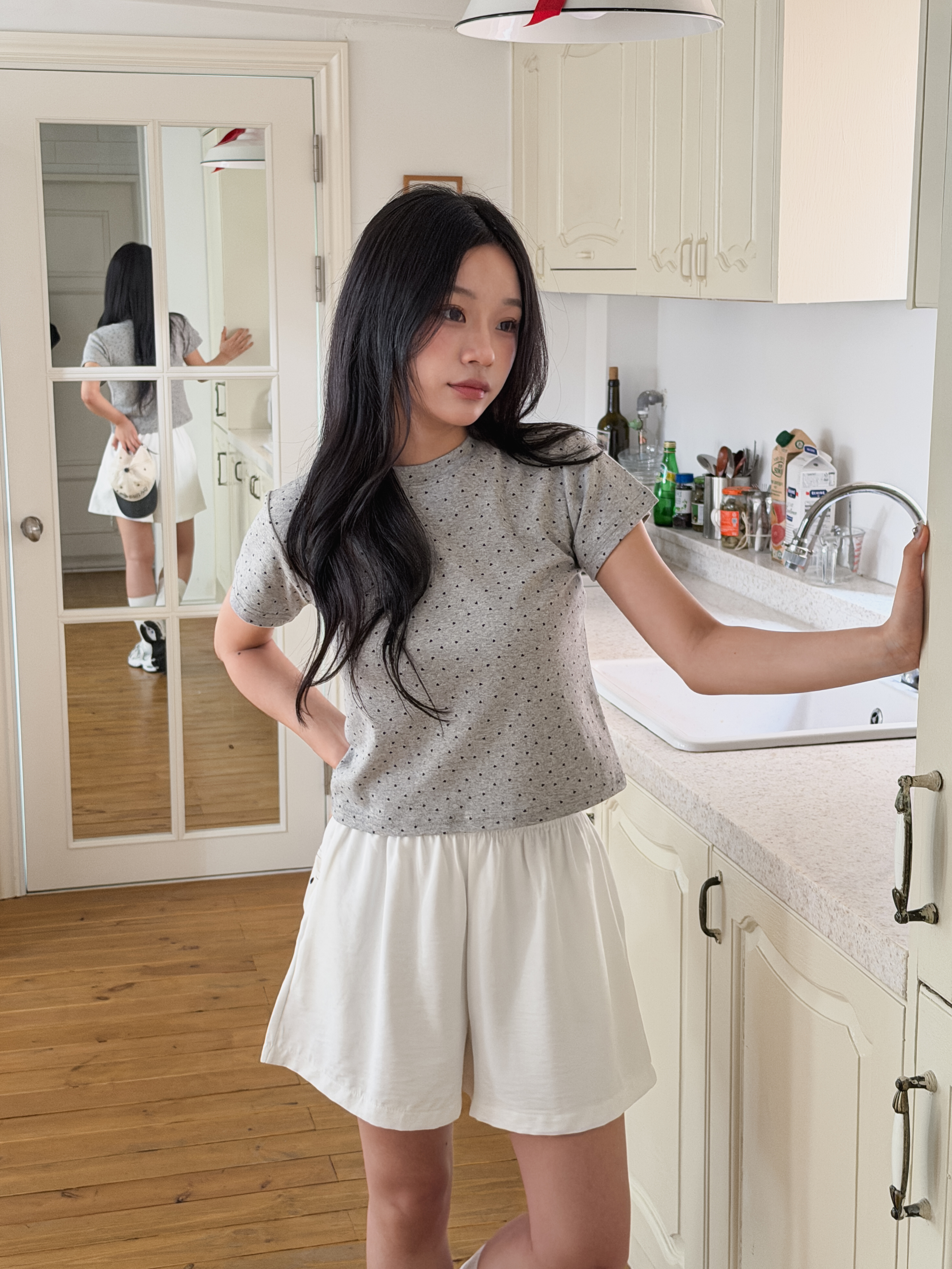 シャーリングポケットウエストゴムショート無地ショートパンツ | 詳細画像6