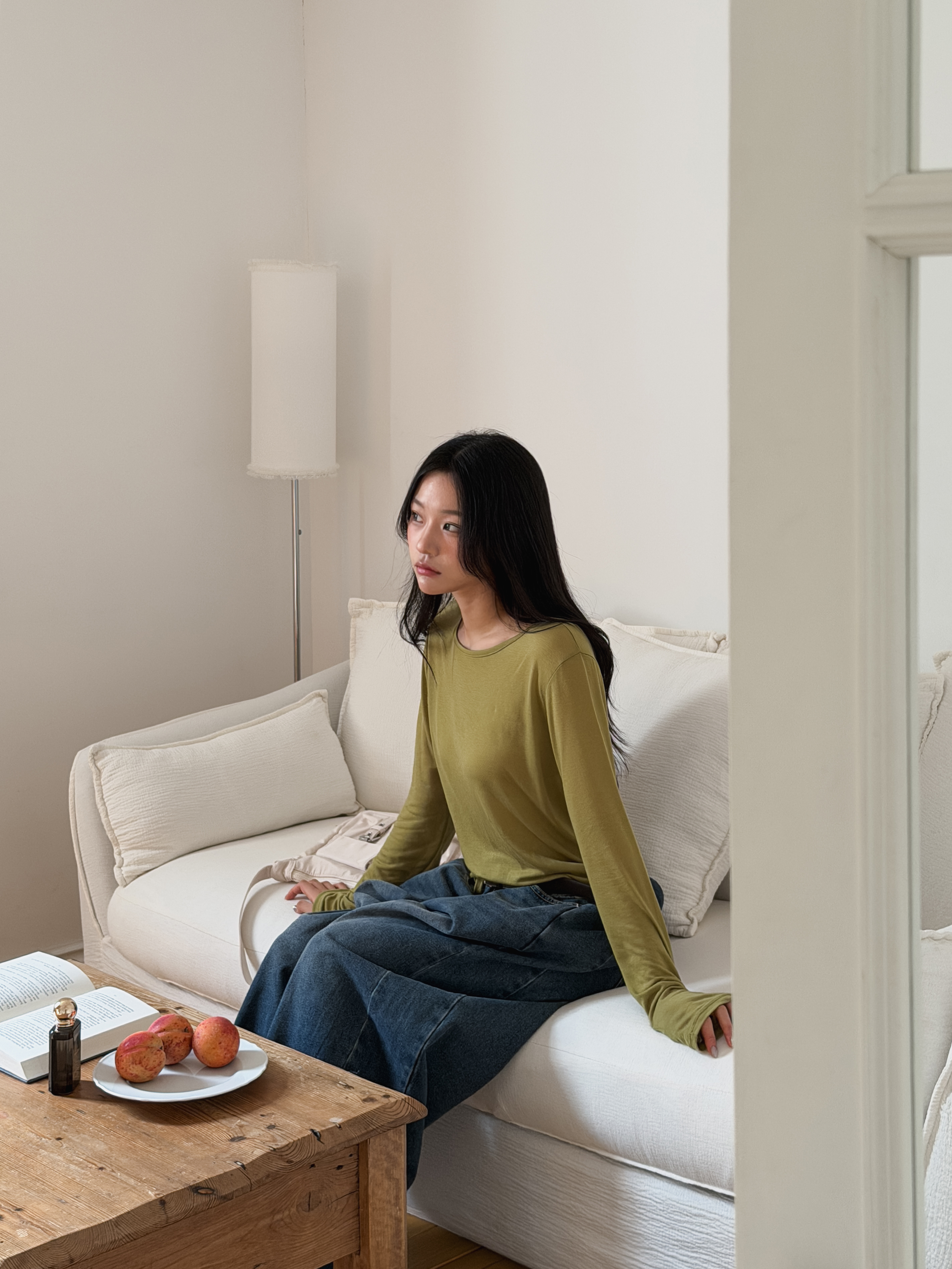 ラウンドネックルーズ長袖無地Tシャツ | 詳細画像6