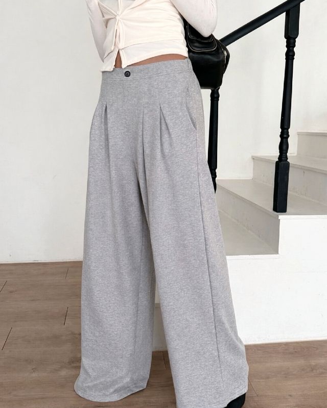 ピンタックウエストゴムロングワイド無地パンツ | 詳細画像5