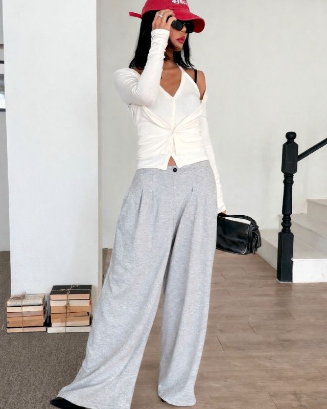 ピンタックウエストゴムロングワイド無地パンツ | 詳細画像8