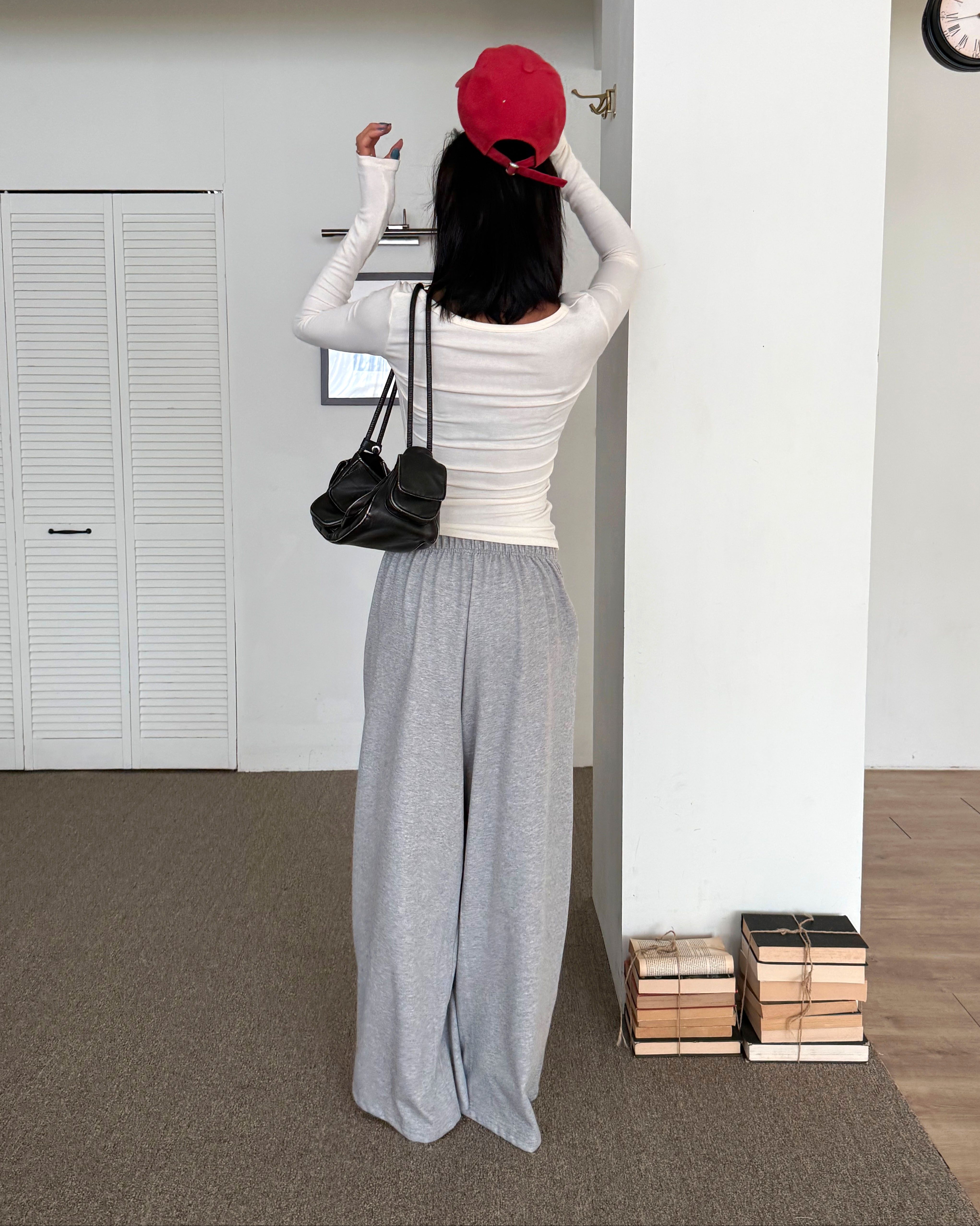 ピンタックウエストゴムロングワイド無地パンツ | 詳細画像15