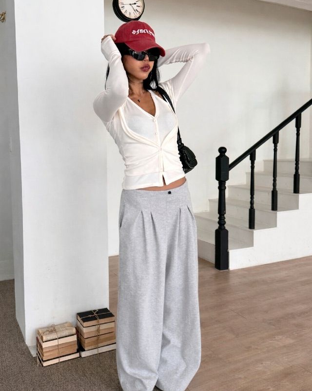 ピンタックウエストゴムロングワイド無地パンツ | 詳細画像11