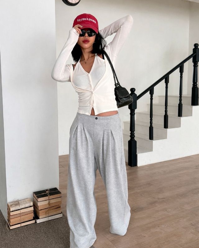 ピンタックウエストゴムロングワイド無地パンツ | 詳細画像13