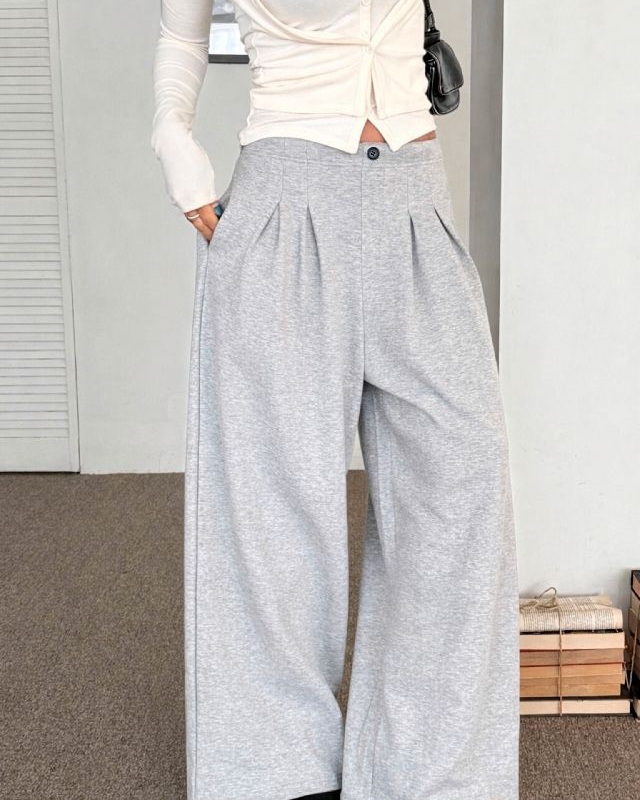 ピンタックウエストゴムロングワイド無地パンツ | 詳細画像14