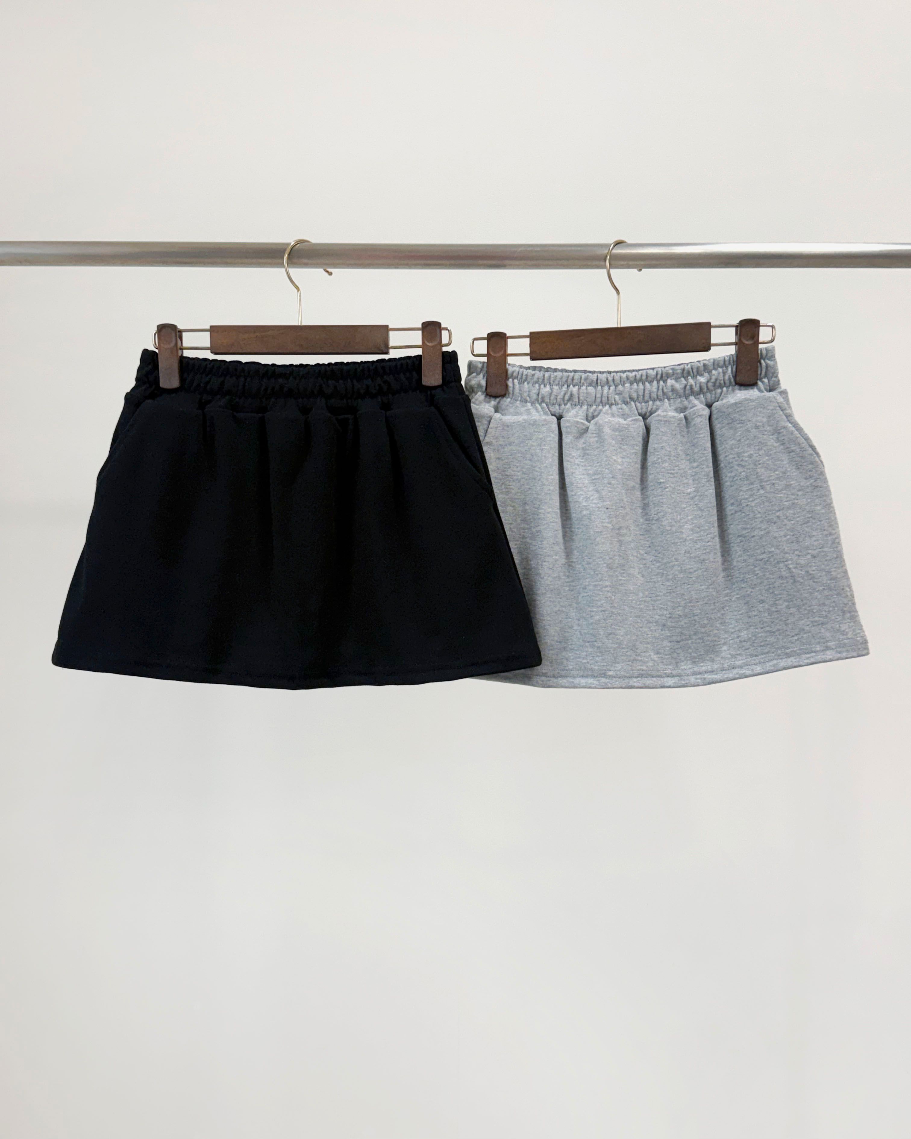 フードドローストリングウエストゴムオーバーサイズショート長袖ハーフカンガルーポケット無地ツーピース(トップス、ボトムス)ジップパーカースカートパンツ | 詳細画像20