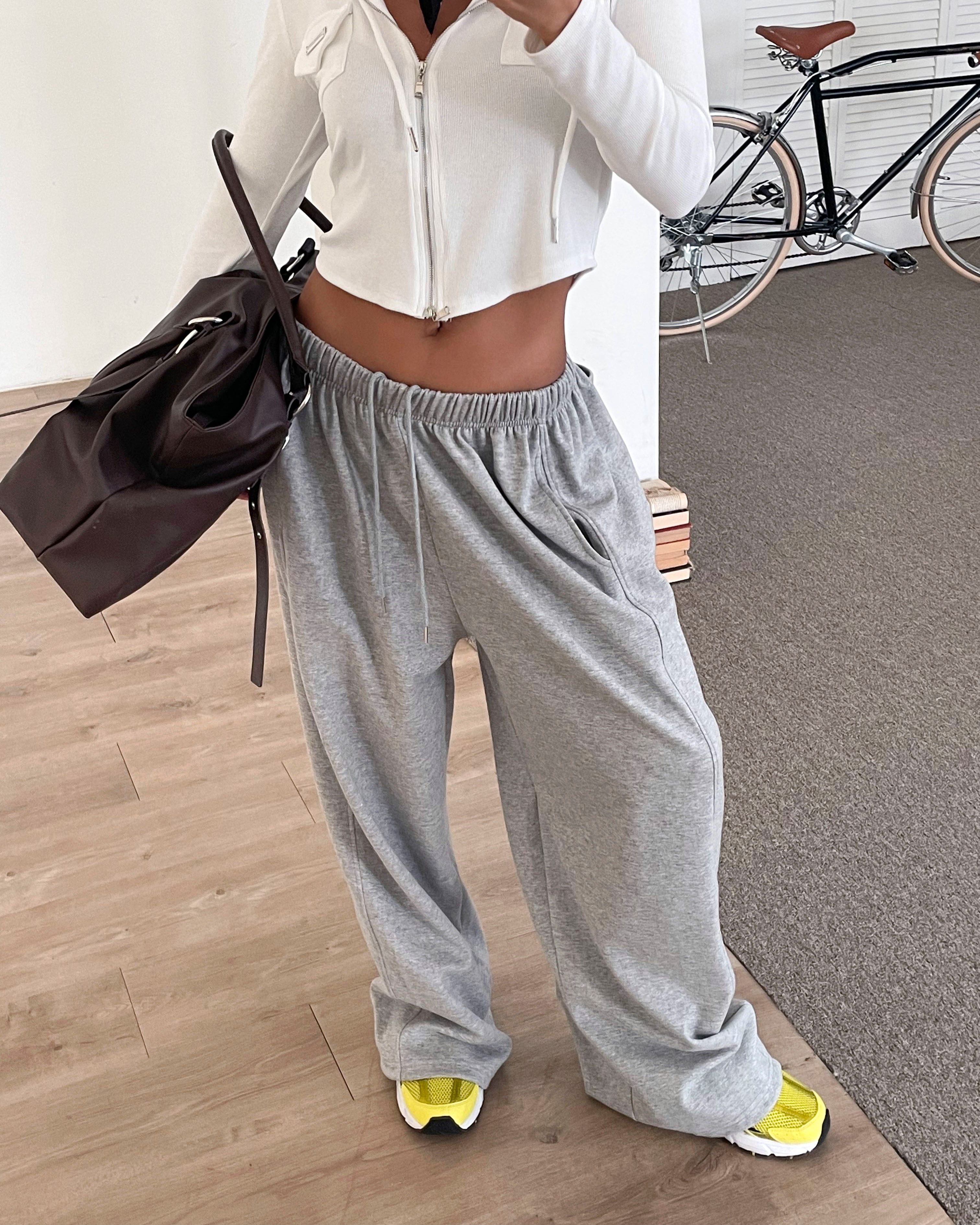 ドローストリングラインウエストゴムロングワイドバックポケット無地パンツ | 詳細画像2