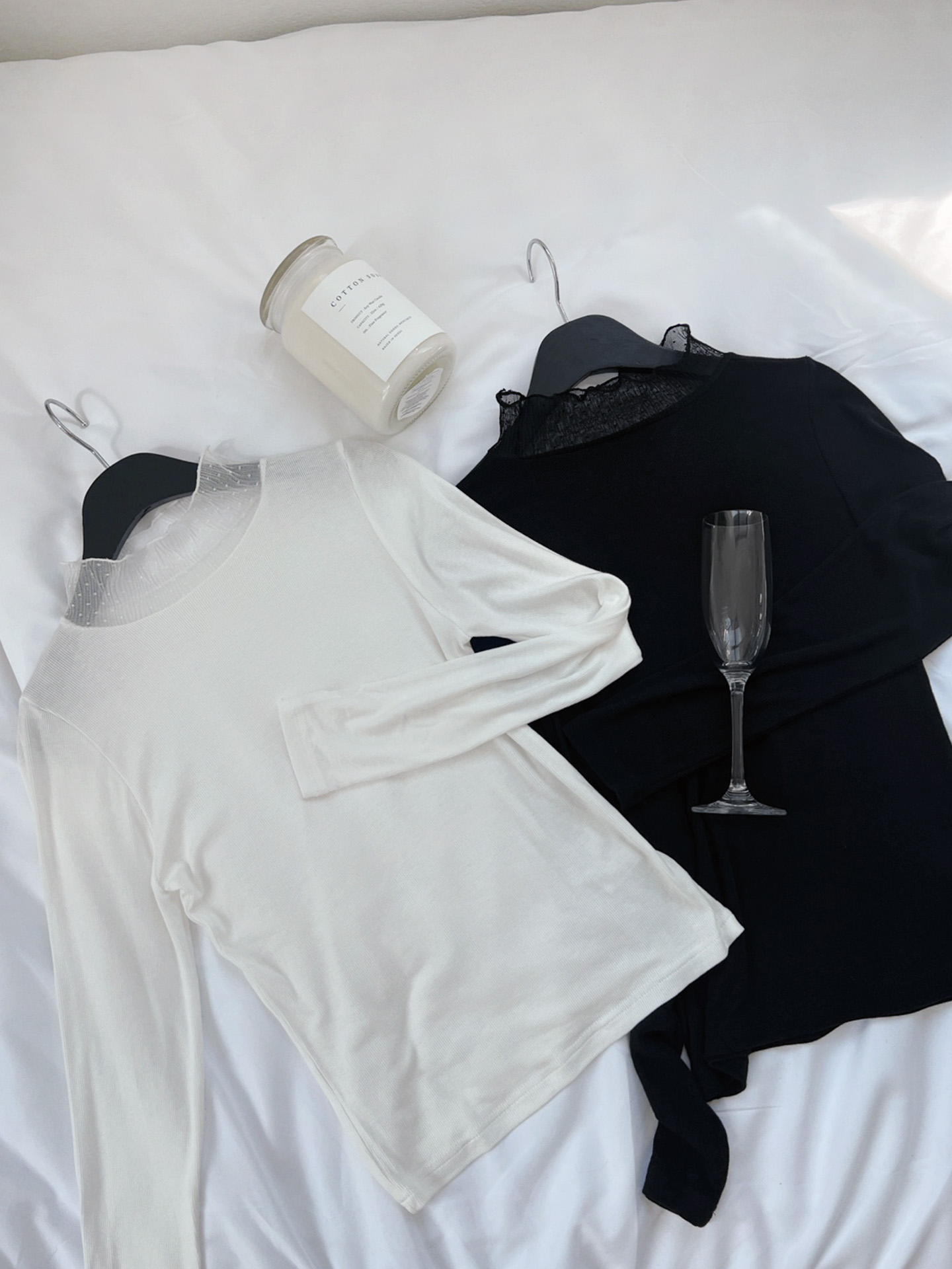 レースコンビハーフネックリンクルスリム長袖無地Tシャツ | 詳細画像17