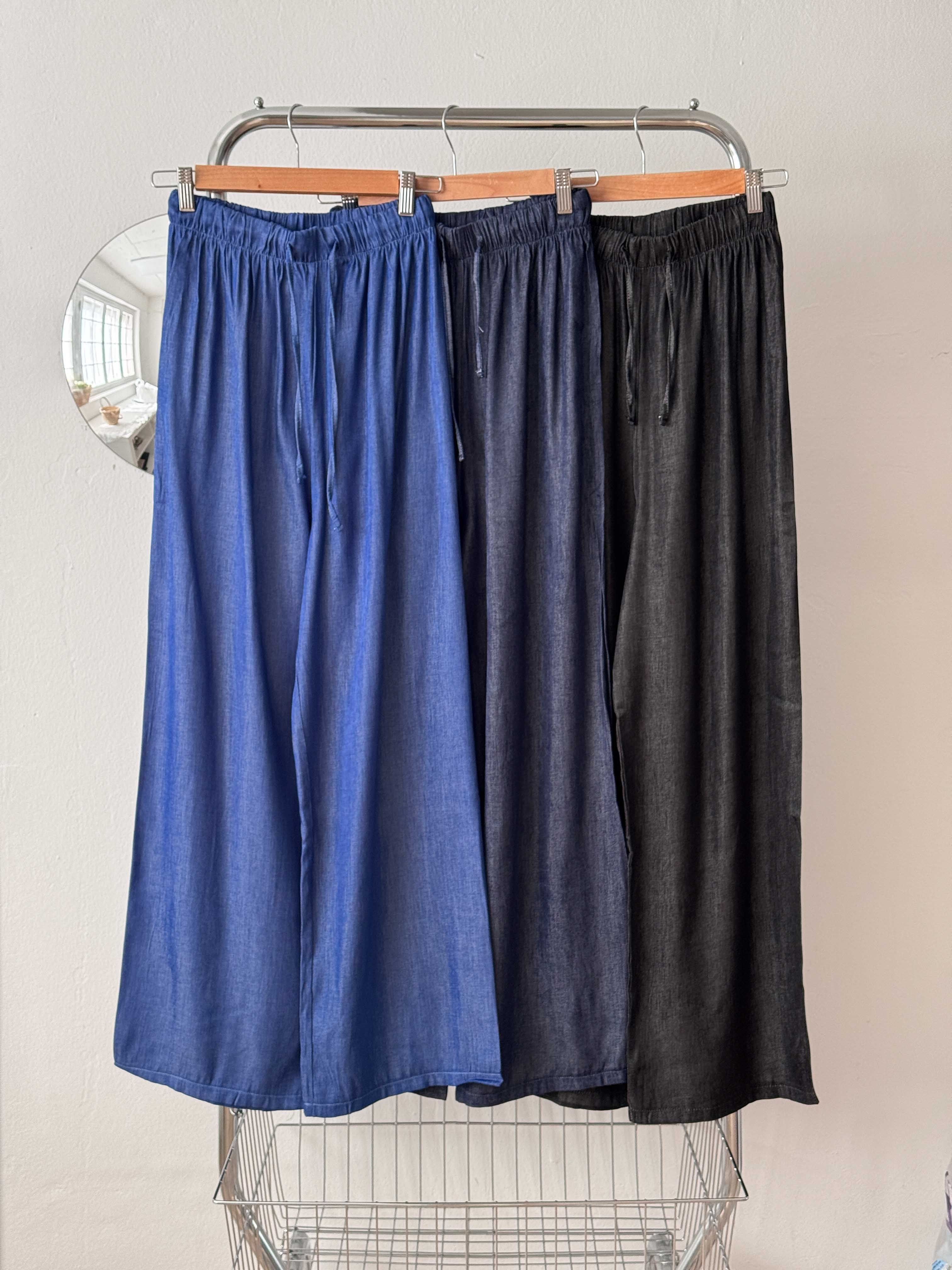 デニムシャーリングドローストリングウォッシングウエストゴムワイドデニムパンツ | 詳細画像21