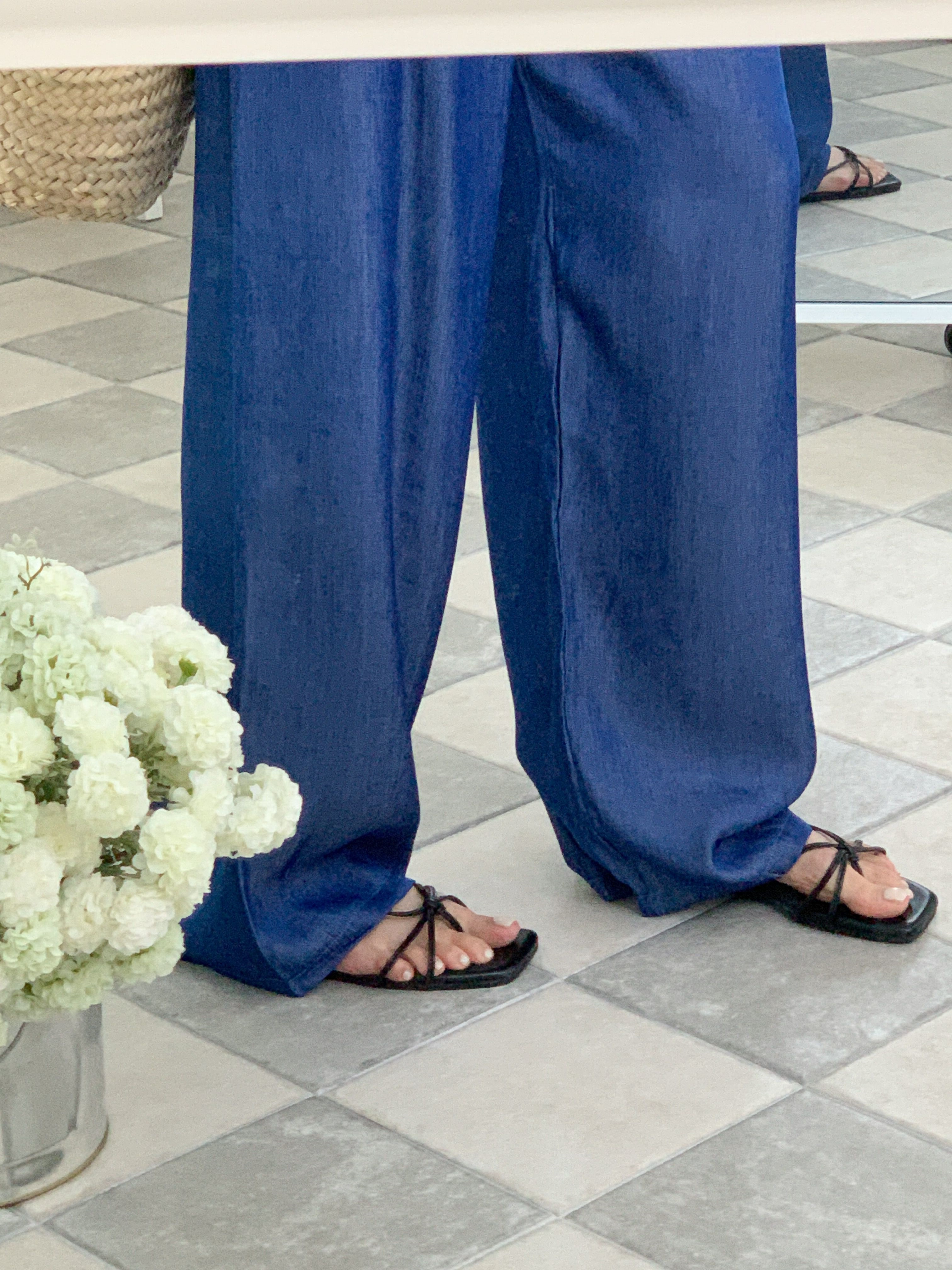 デニムシャーリングドローストリングウォッシングウエストゴムワイドデニムパンツ | 詳細画像5