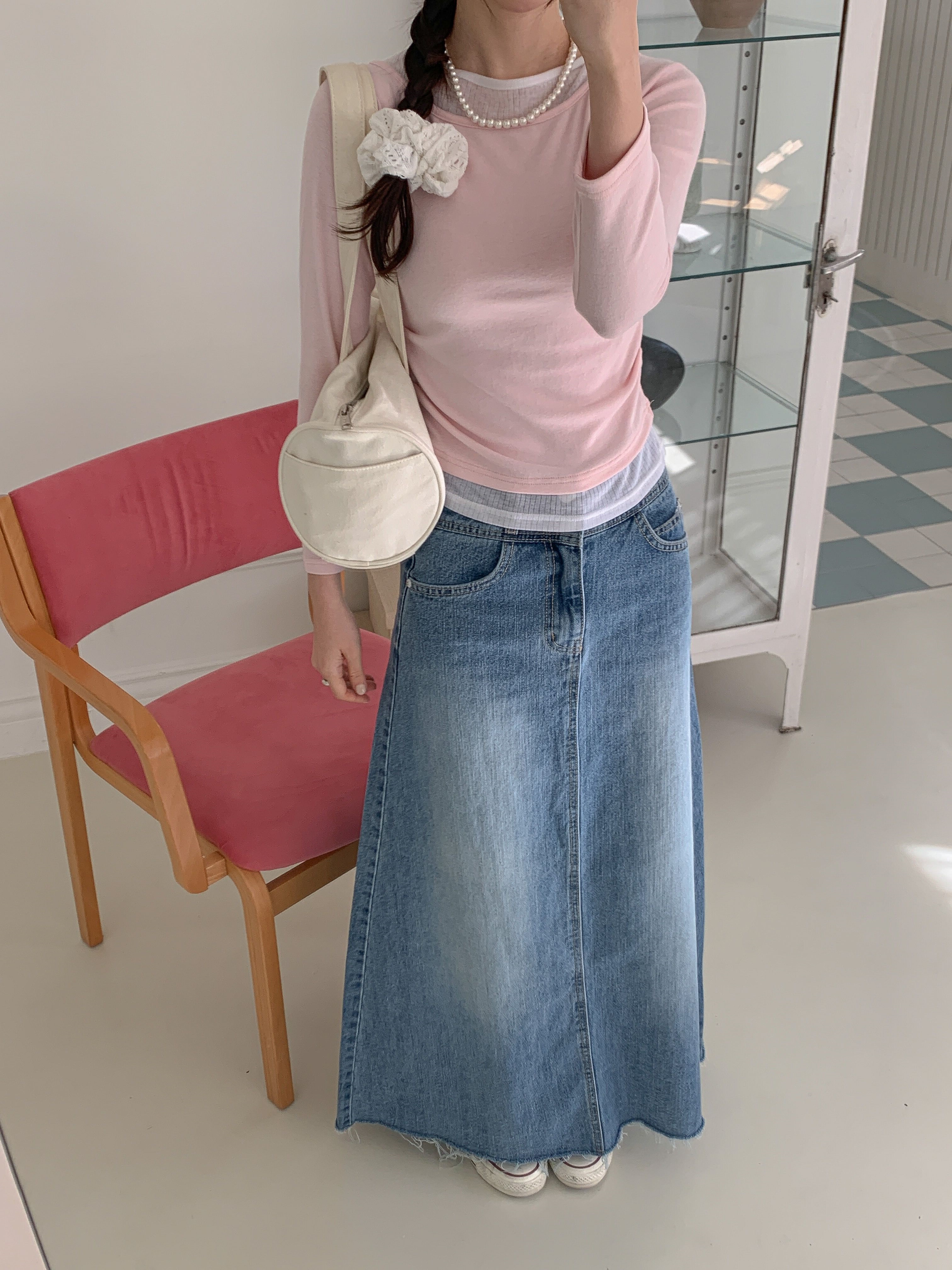 コンビボートネックシャーリングラグランレイヤード風長袖無地Tシャツ | 詳細画像6