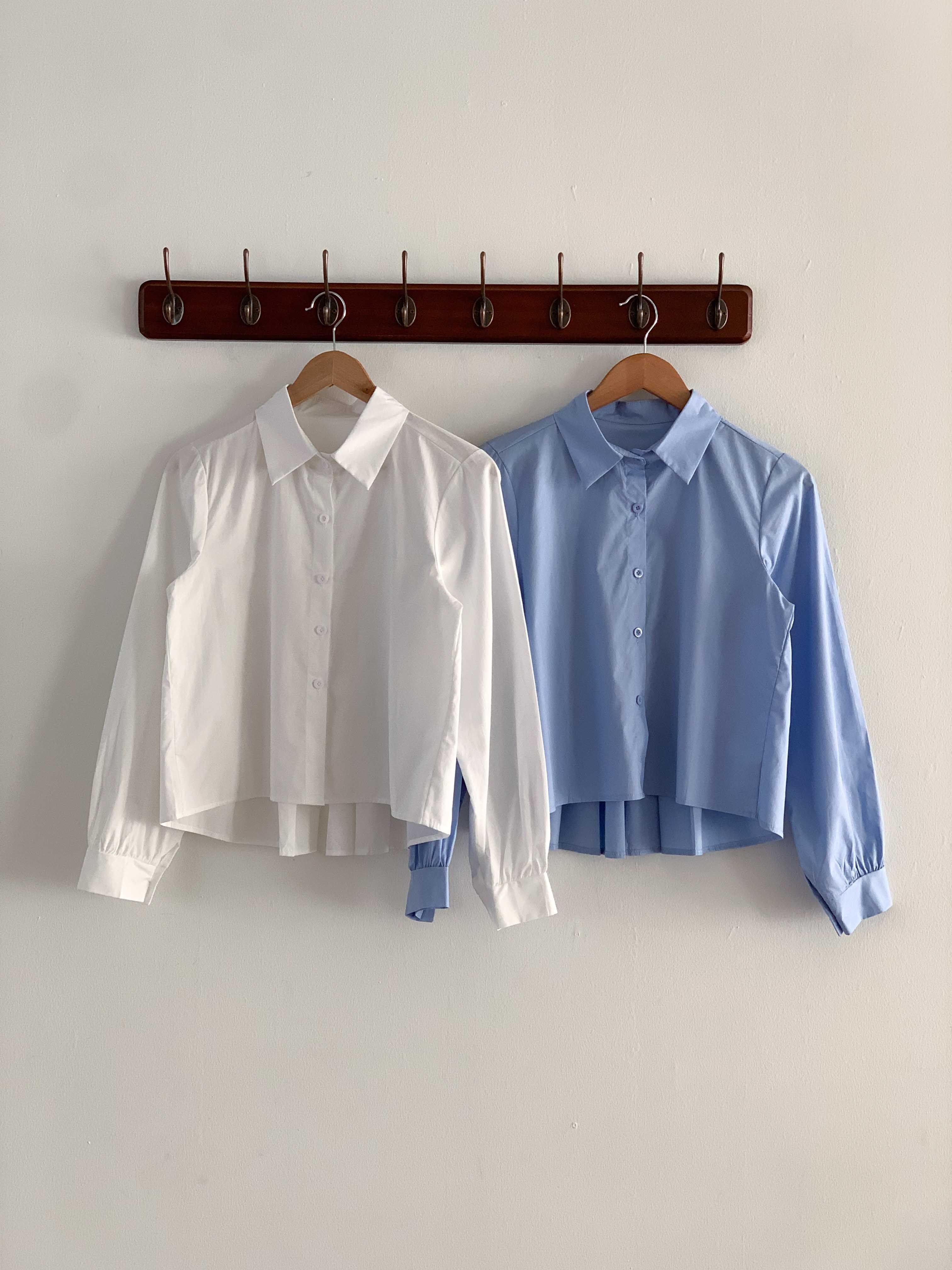 ボタンカラーピンタック長袖ギャザーボタンスリーブ無地ブラウス | 詳細画像21