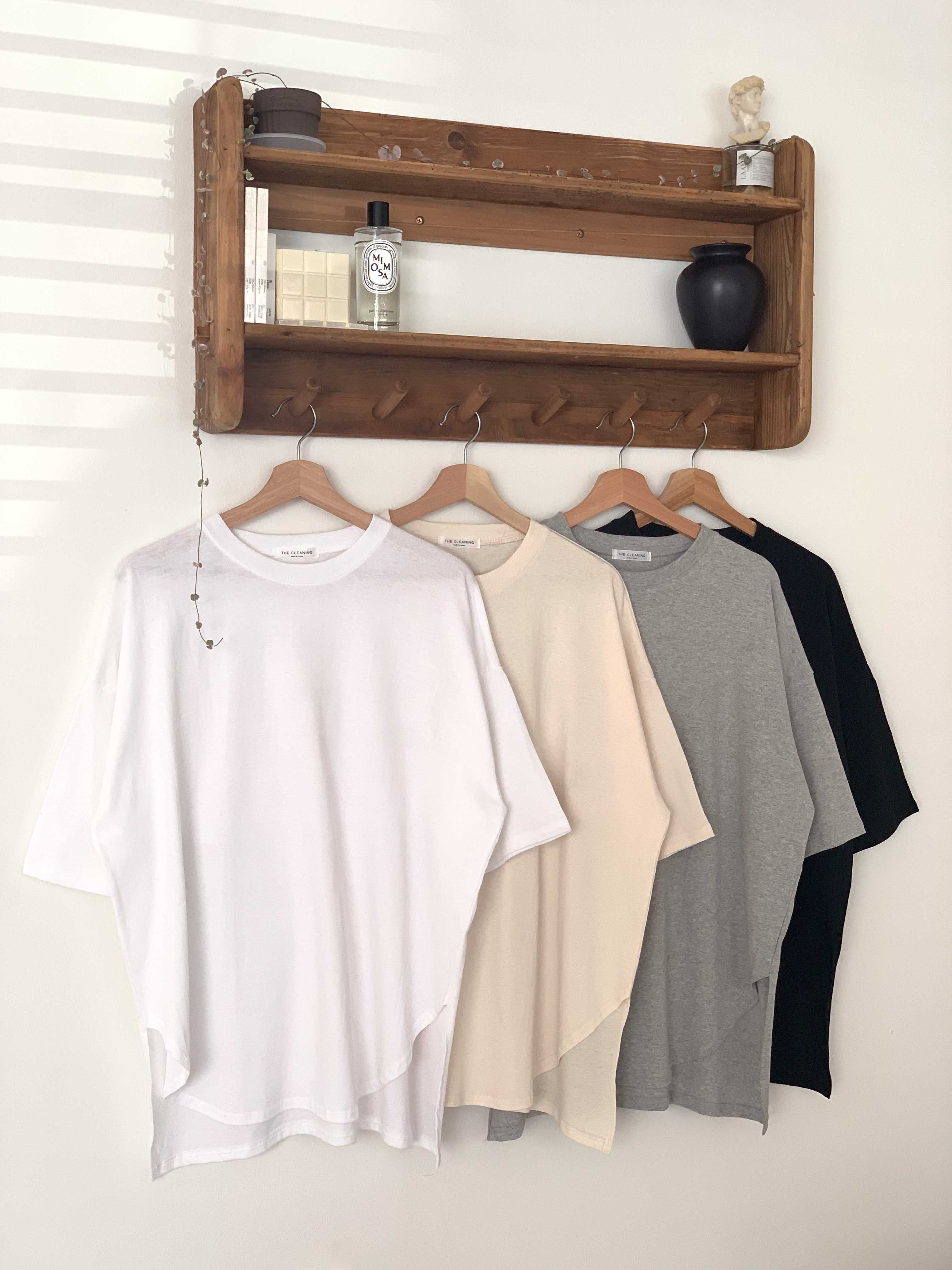 コットンラウンドネックスリットボクシー半袖無地Tシャツ | 詳細画像21