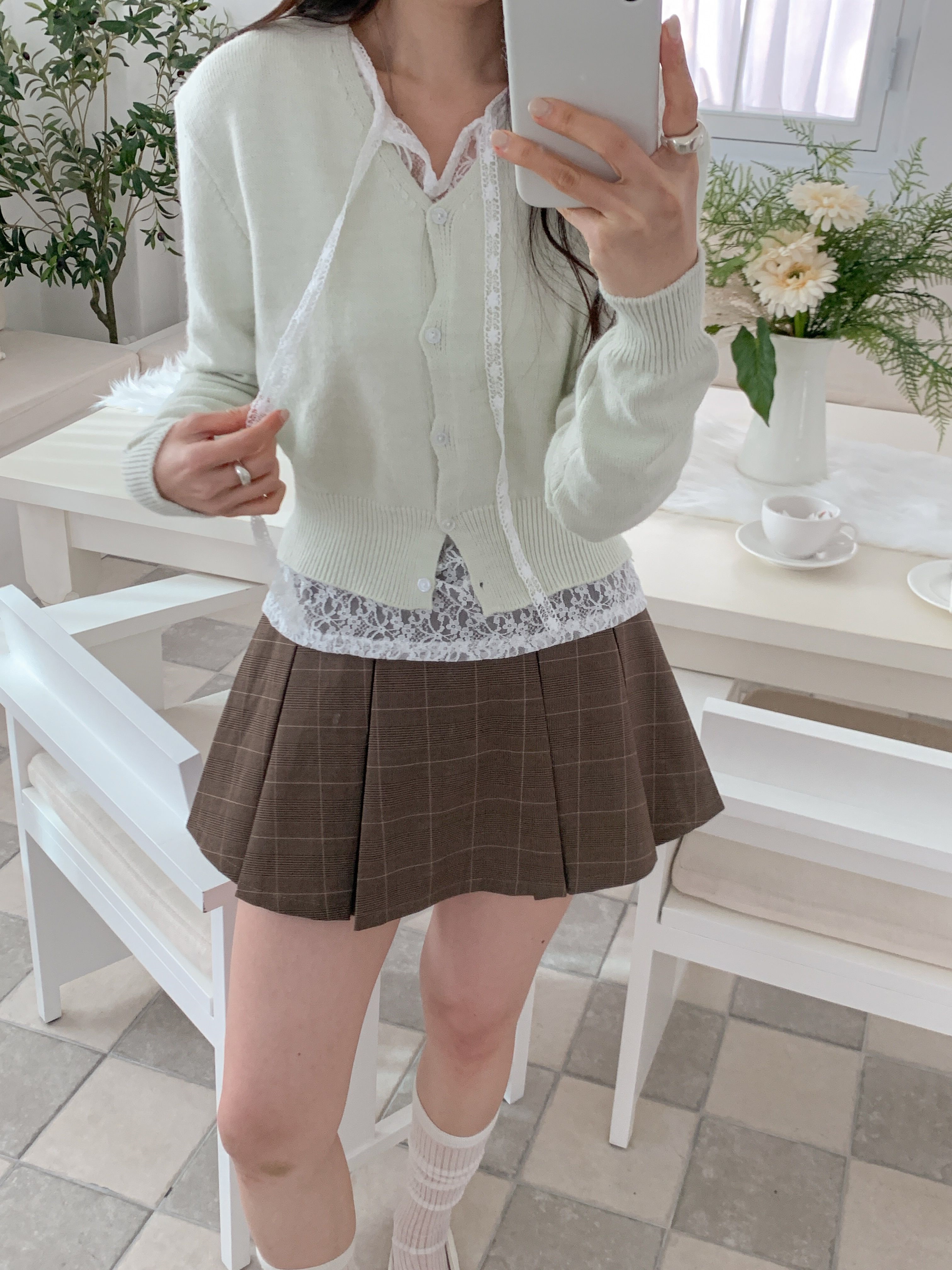 シースルー花柄レースストラップラウンドネックパフスリーブルーズ長袖ブラウス | 詳細画像19