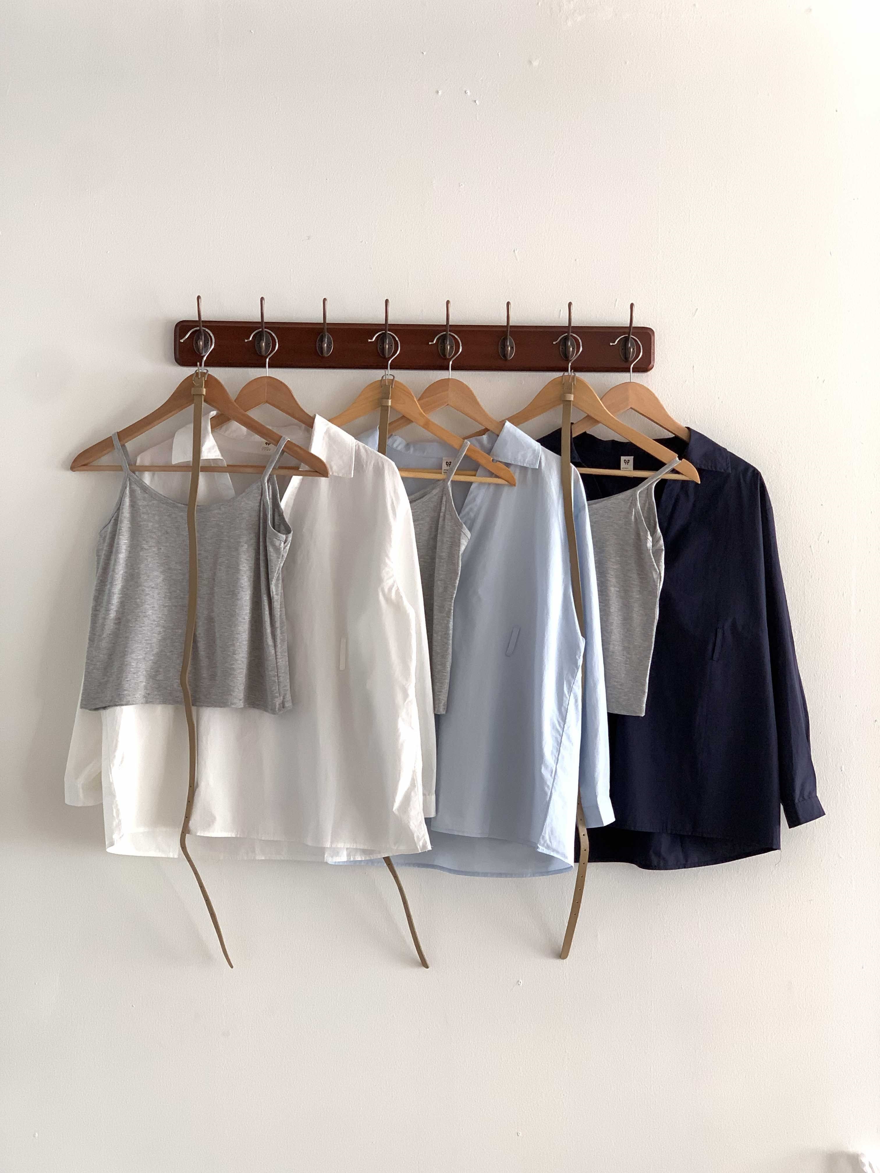 コットンVネックオープンカラーオーバーサイズ長袖ボタンスリーブループハーフシャツキャミソールアンサンブルベルト付 | 詳細画像21