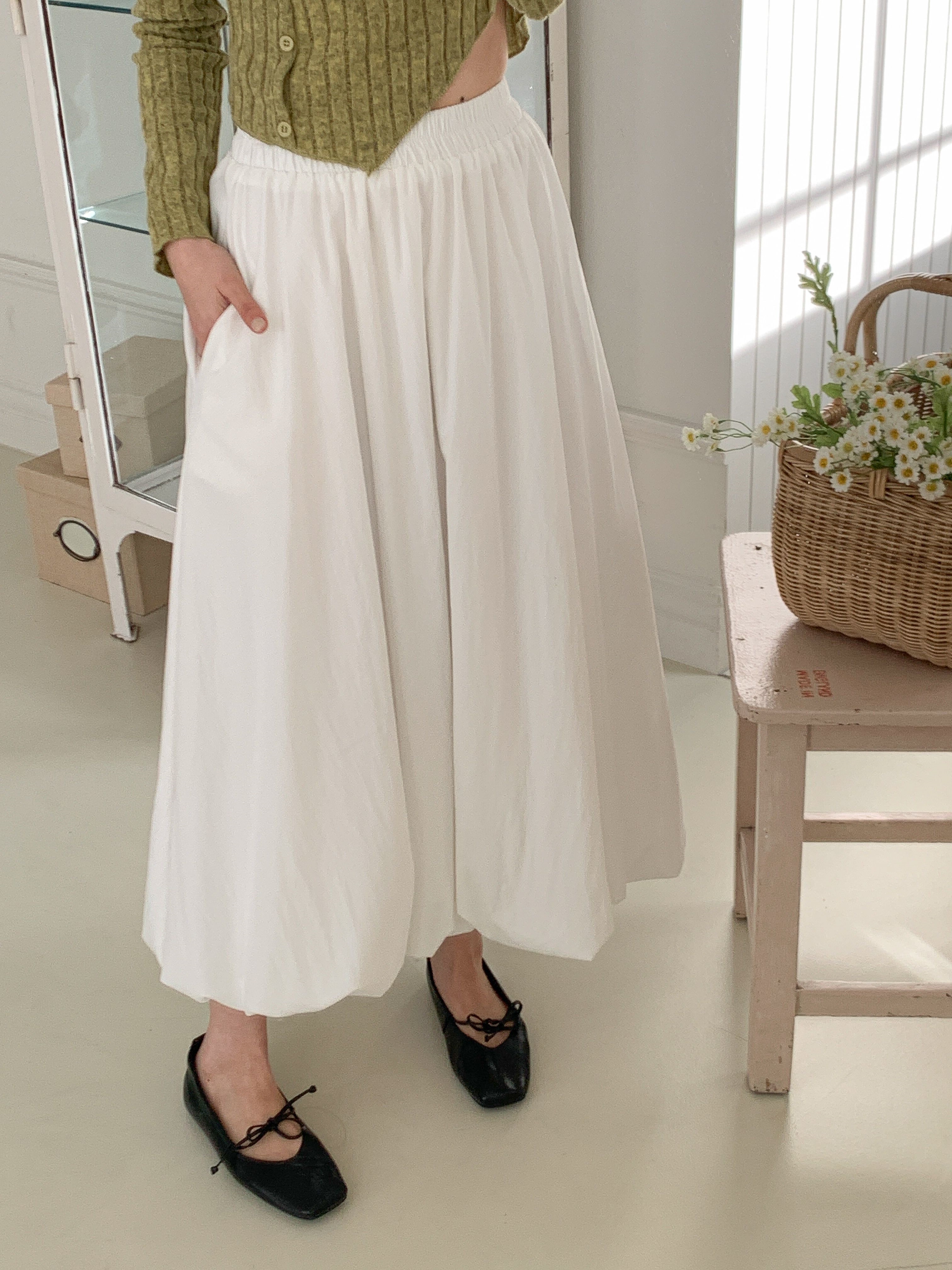 シャーリングポケットウエストゴムバルーンロングAライン無地スカート | 詳細画像17