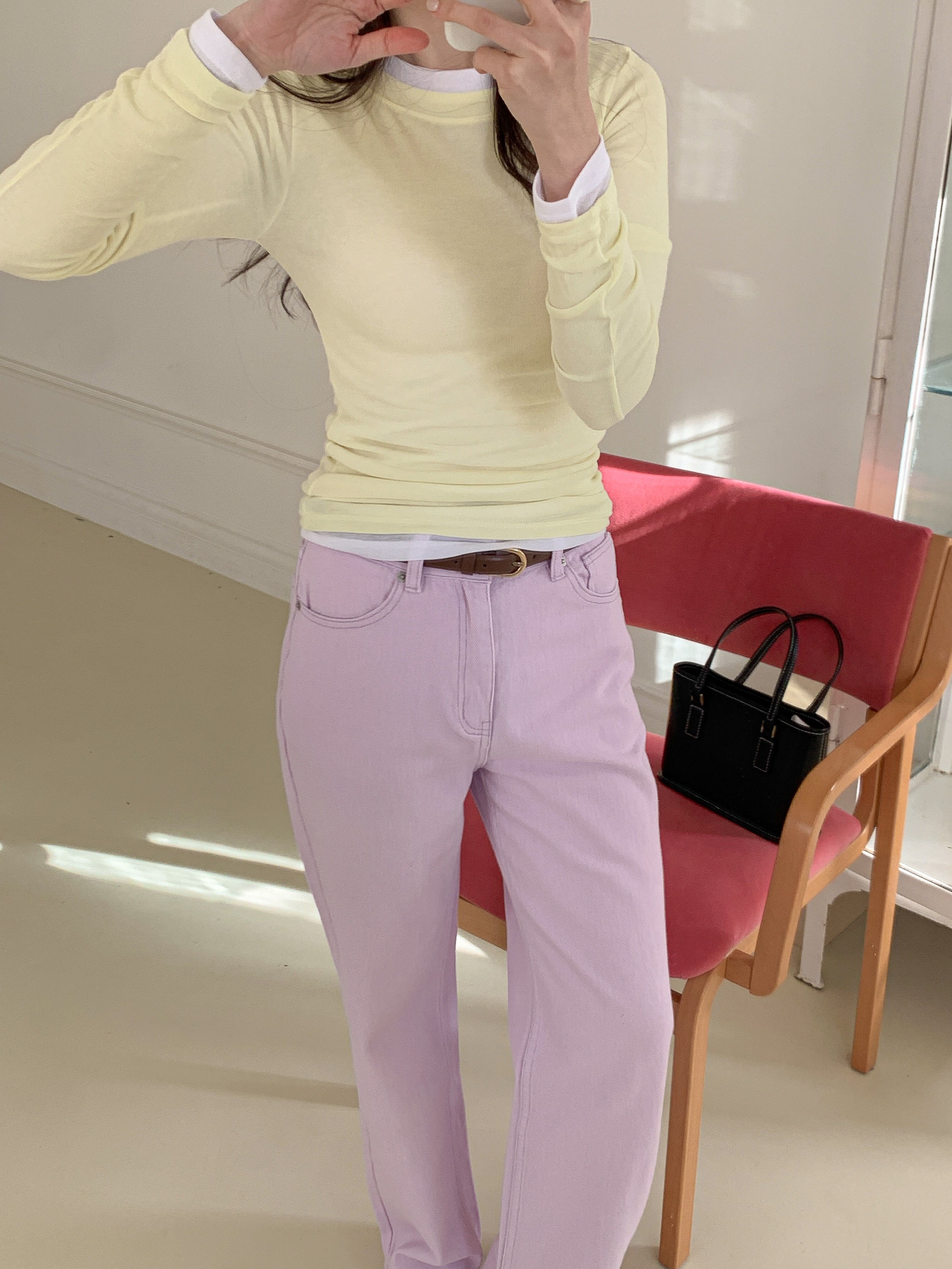 ラウンドネックスリム長袖無地Tシャツ | 詳細画像4