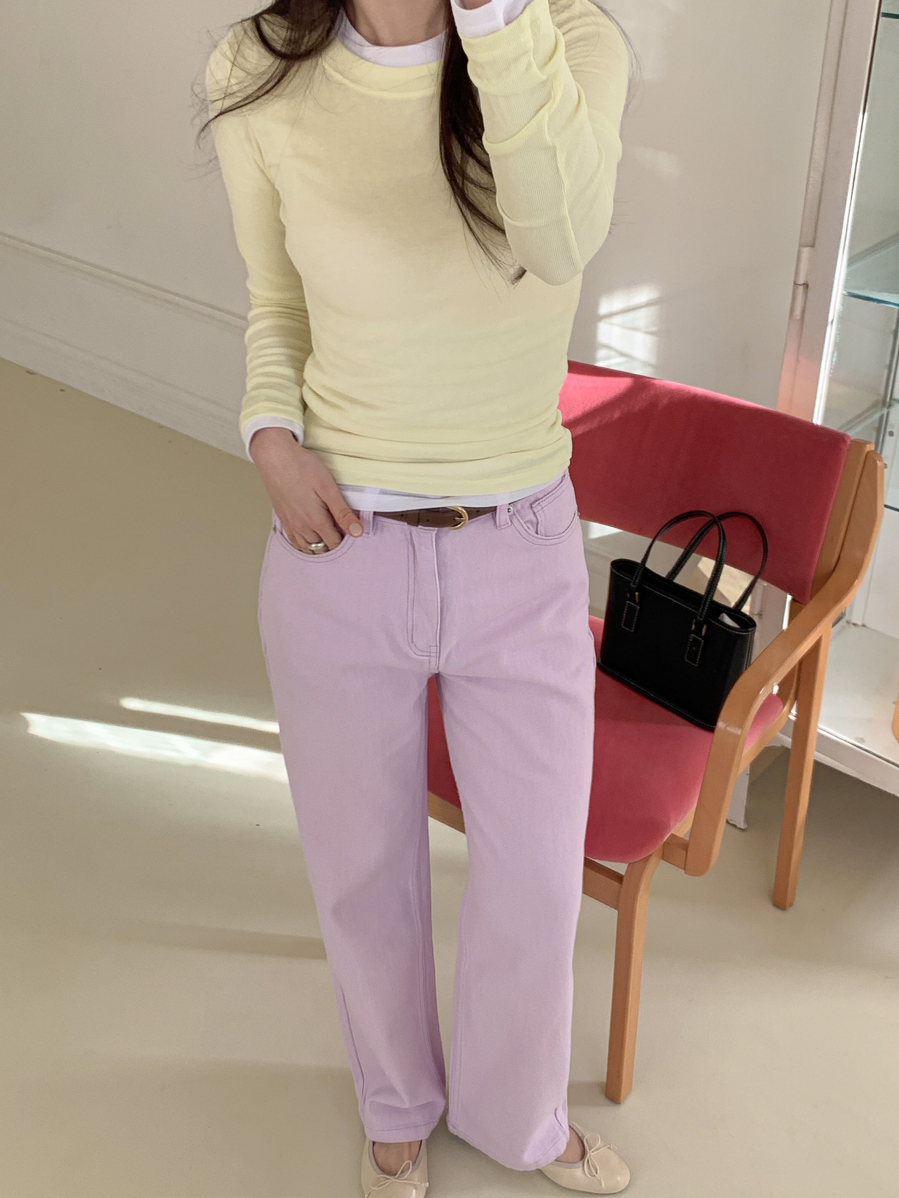 ラウンドネックスリム長袖無地Tシャツ | 詳細画像16