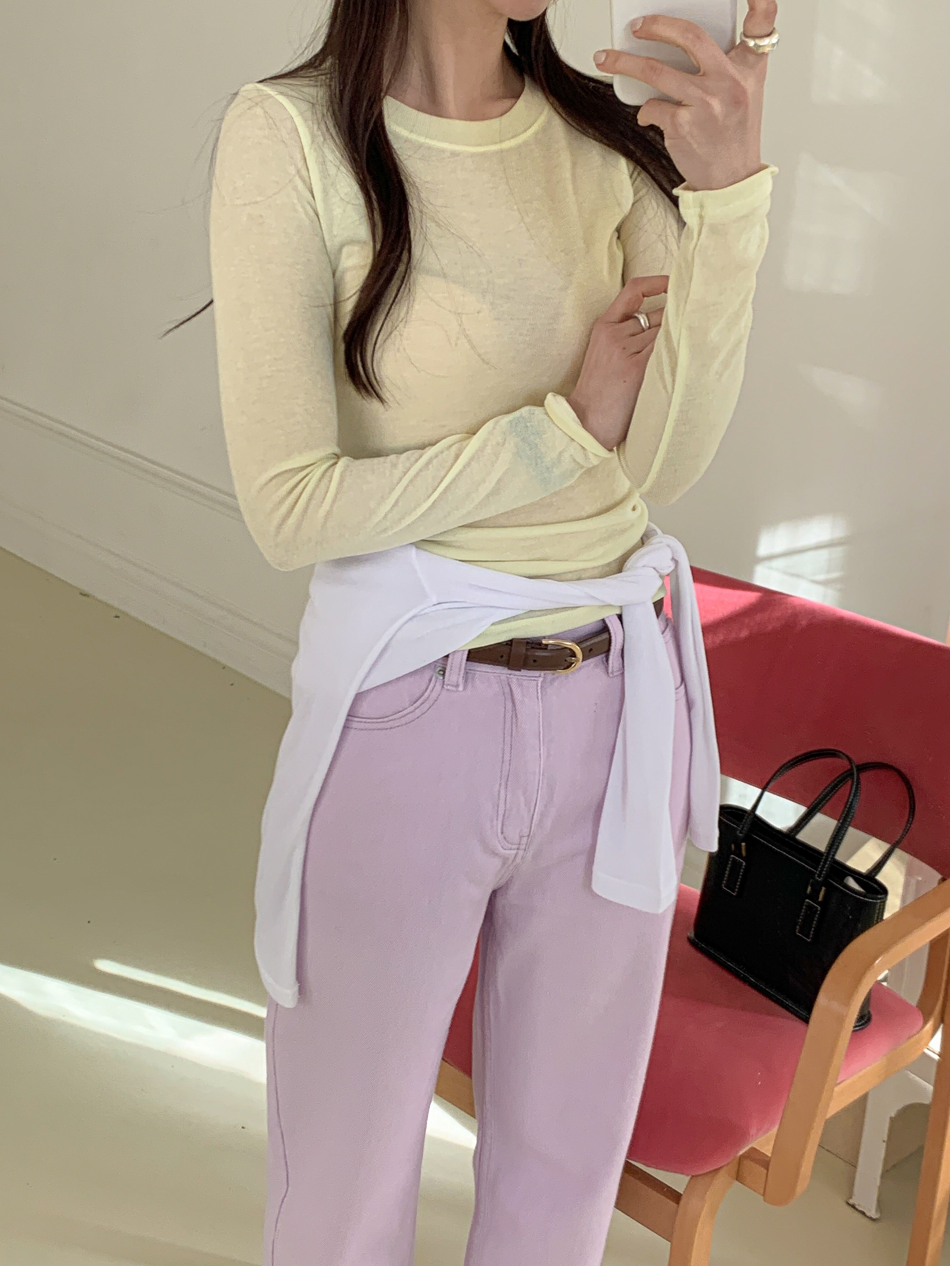 ラウンドネックスリム長袖無地Tシャツ | 詳細画像17